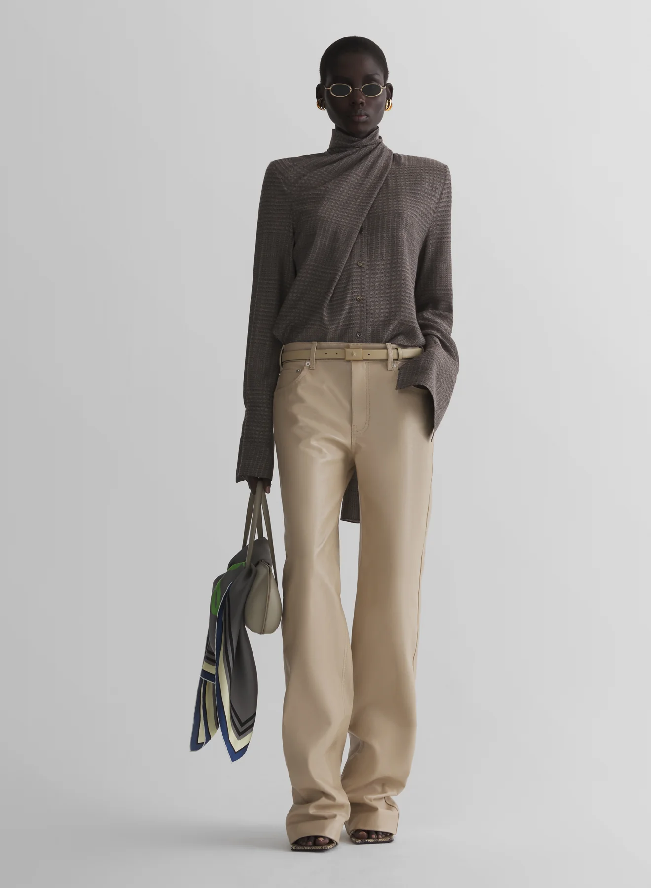 taupe boxy shirt - Image 2