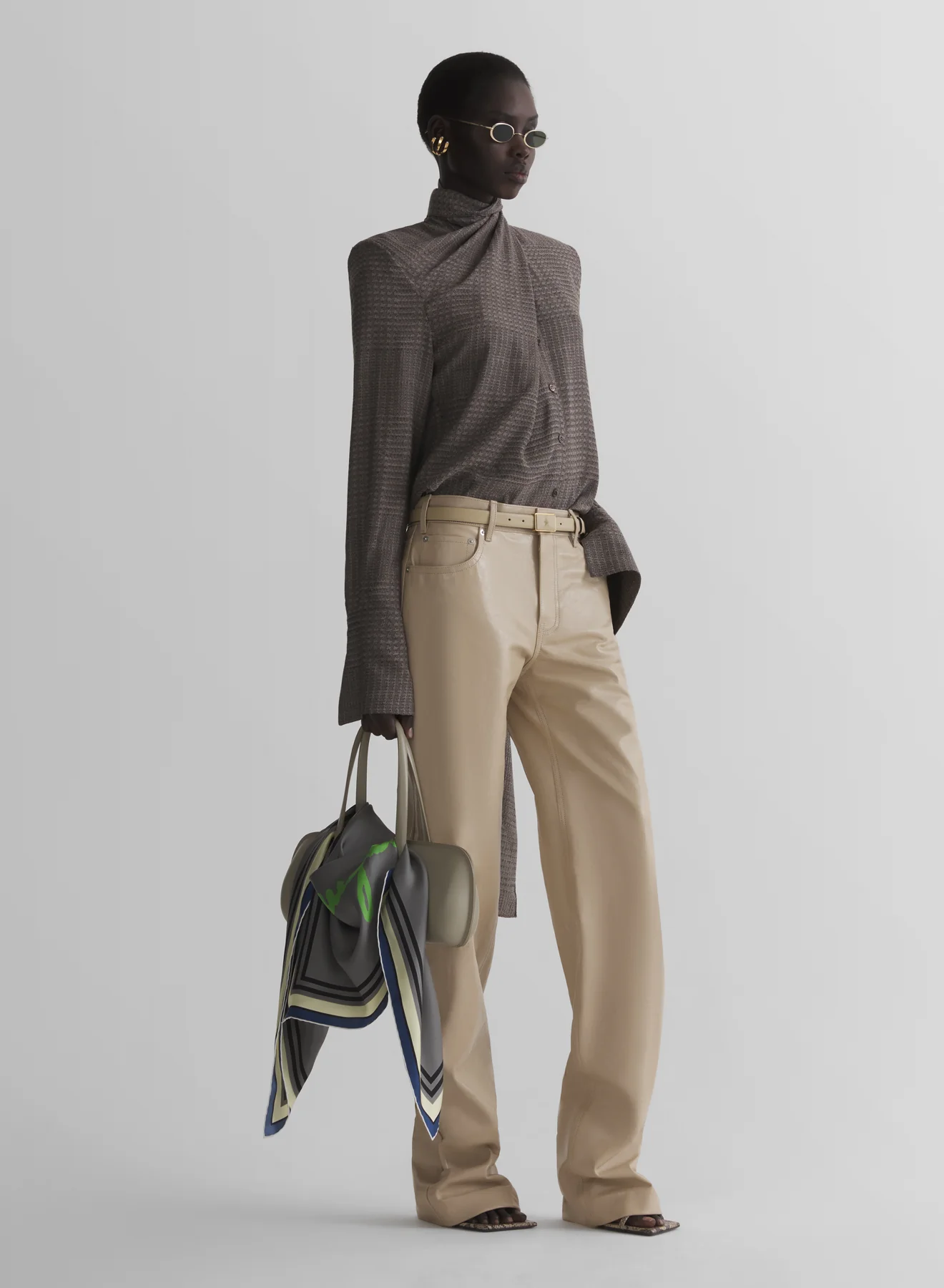 taupe boxy shirt - Image 3