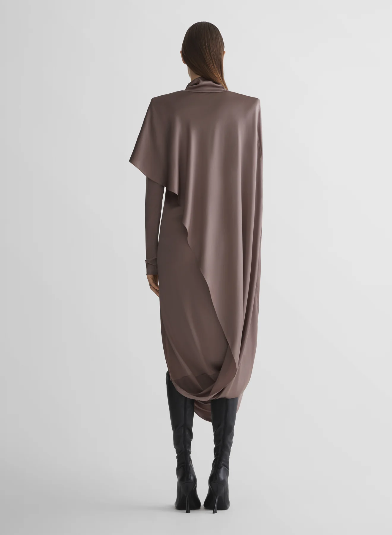 mocha brown cascade dress - Image 3