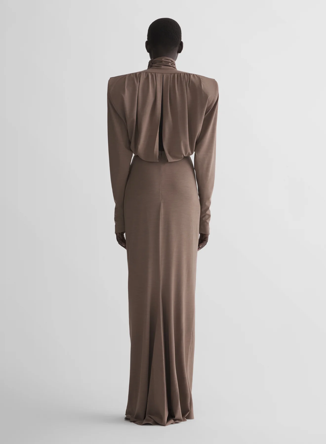 mocha brown column power dress - Image 3