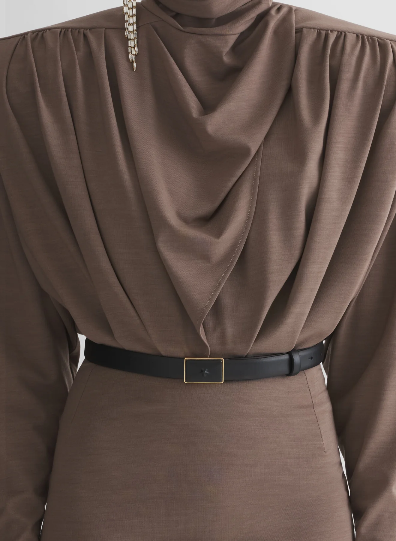 mocha brown column power dress - Image 4