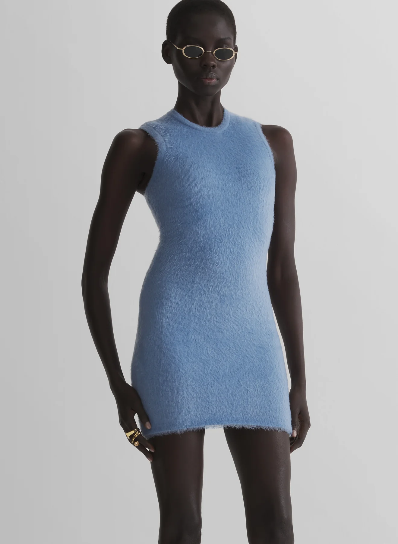 pastel blue brushed knit dress - Image 4