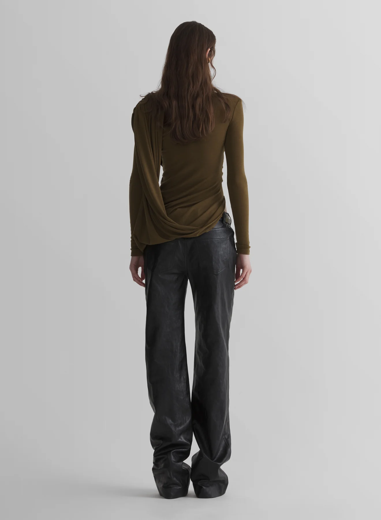 military green cascade sleeves top - Image 4