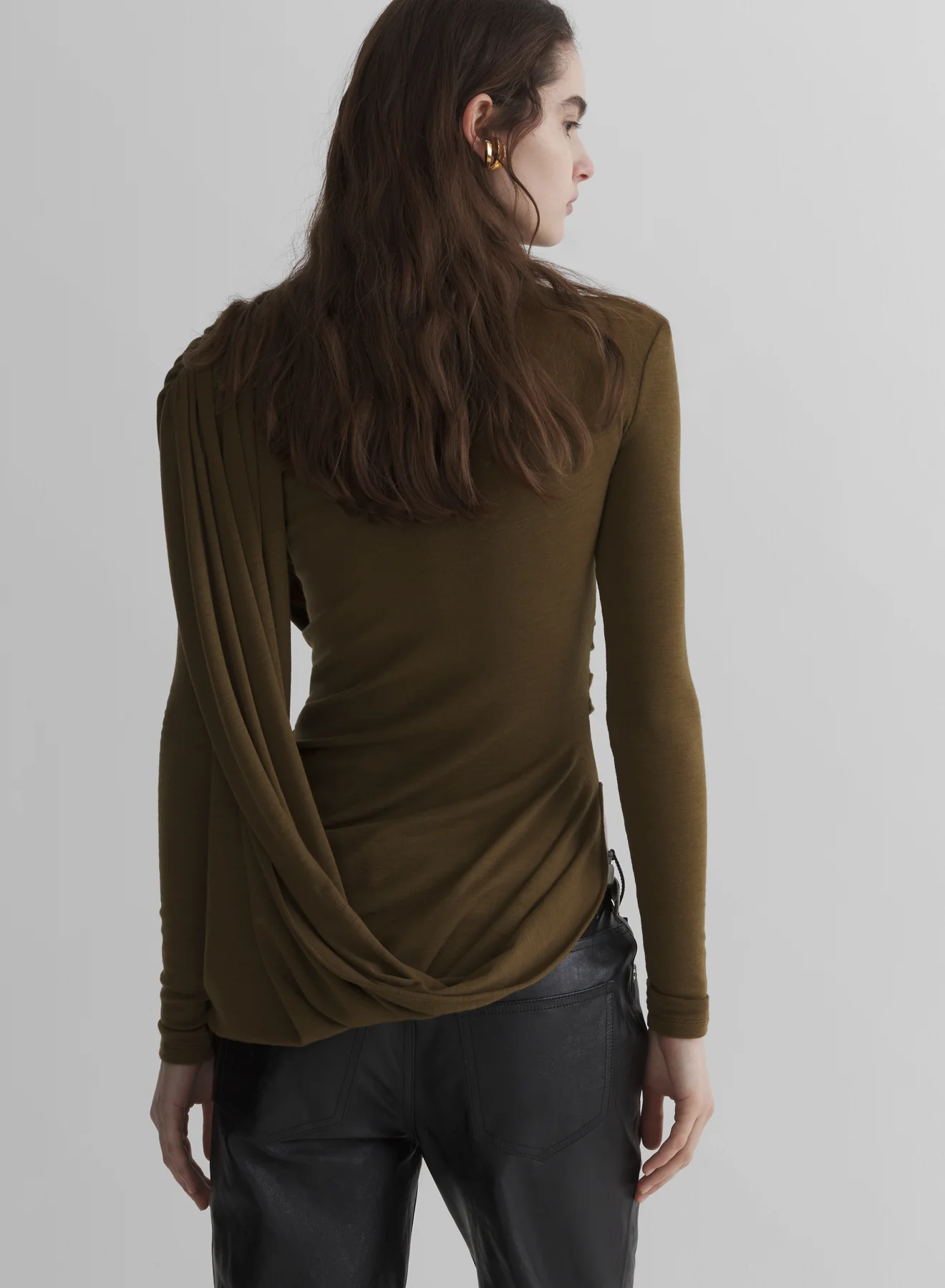 military green cascade sleeves top - Image 5