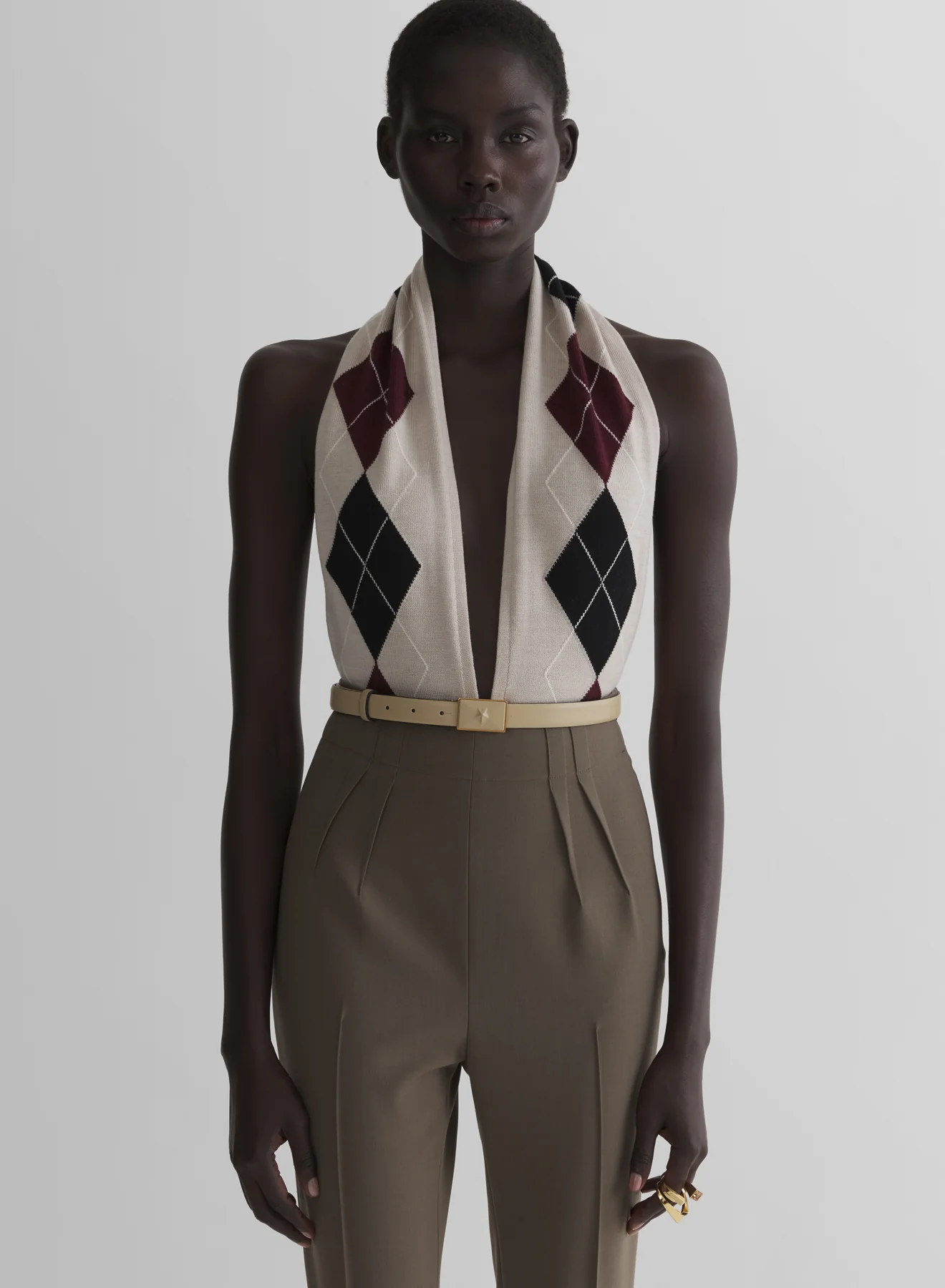 off white cashmere argyle bodysuit