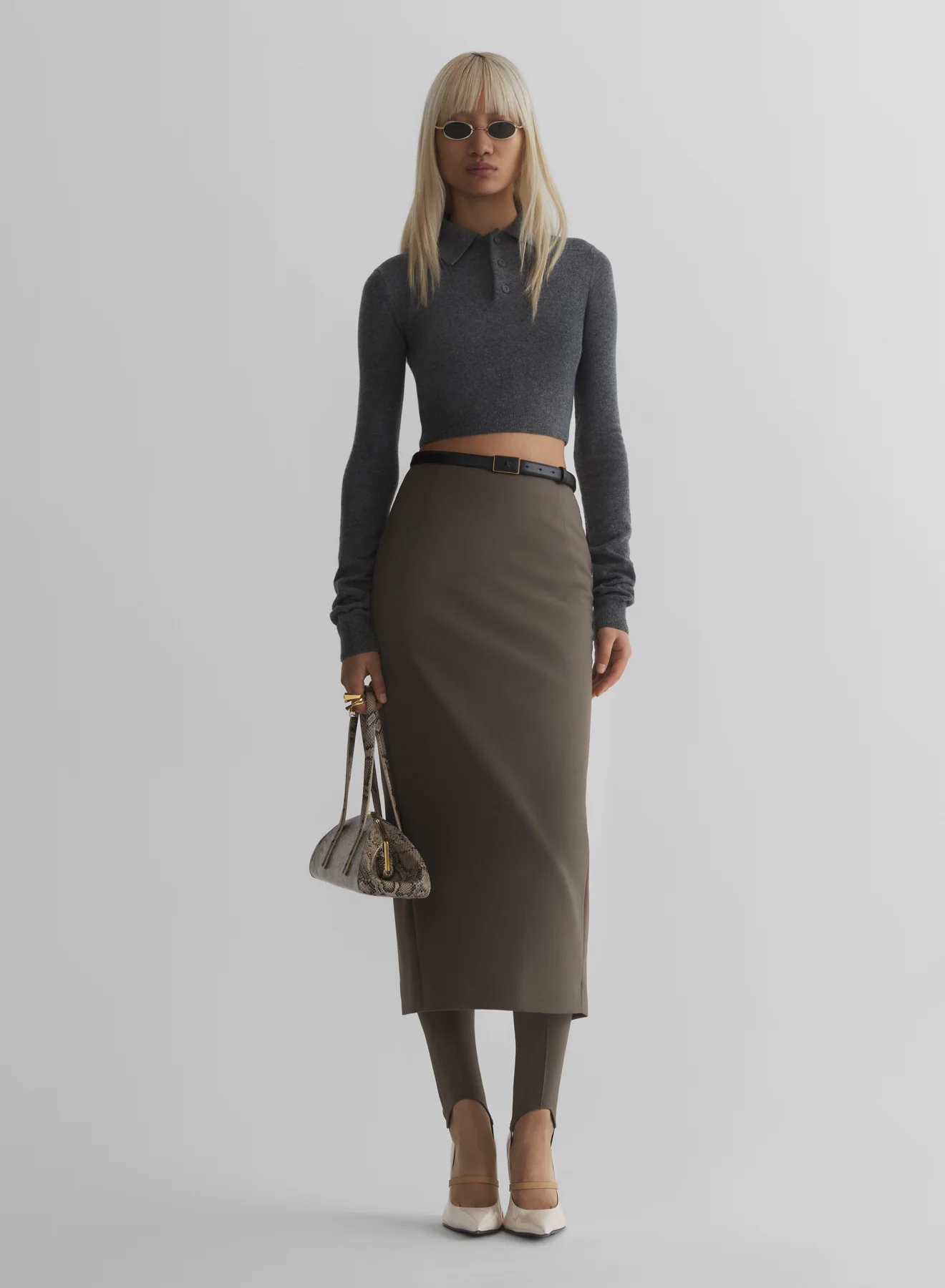 grey cashmere cropped polo - Image 2