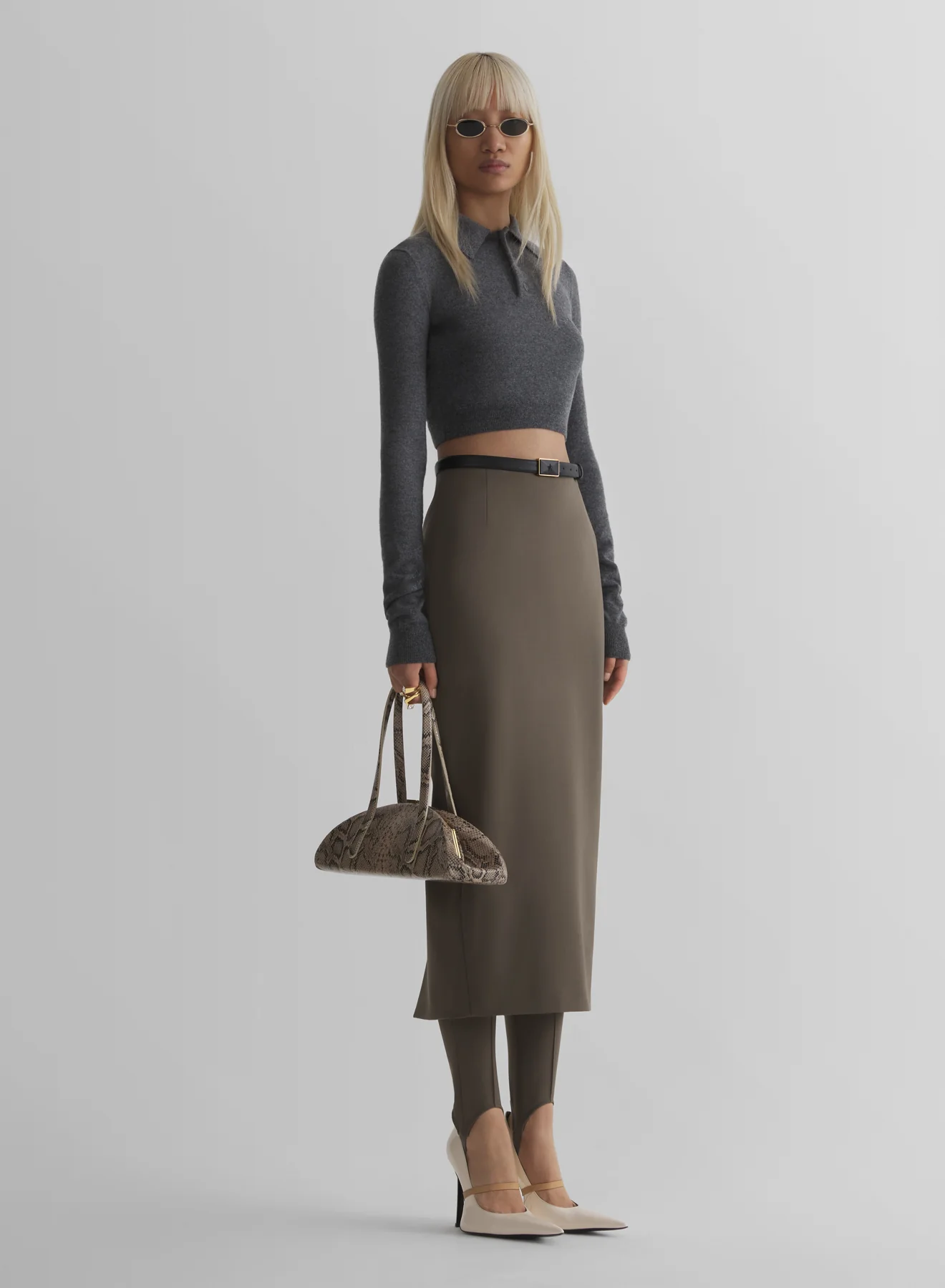 grey cashmere cropped polo - Image 3