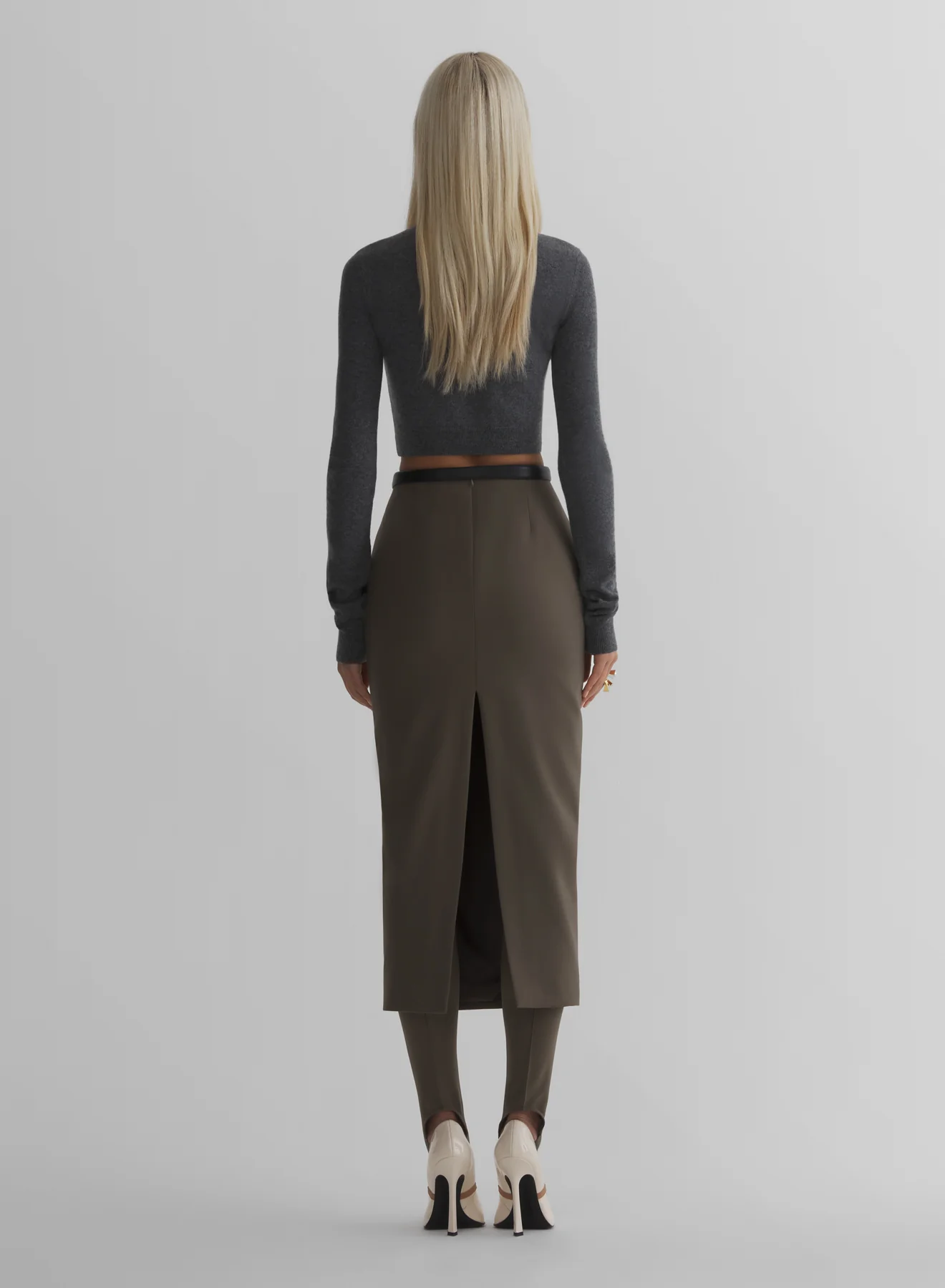 grey cashmere cropped polo - Image 4