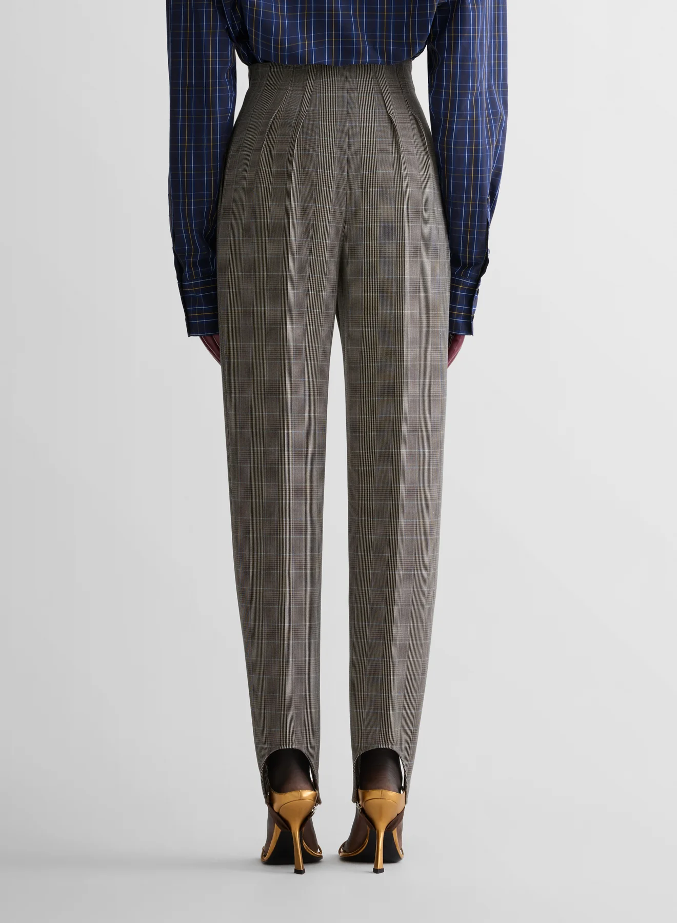checked cigarette stirrup trousers - Image 3