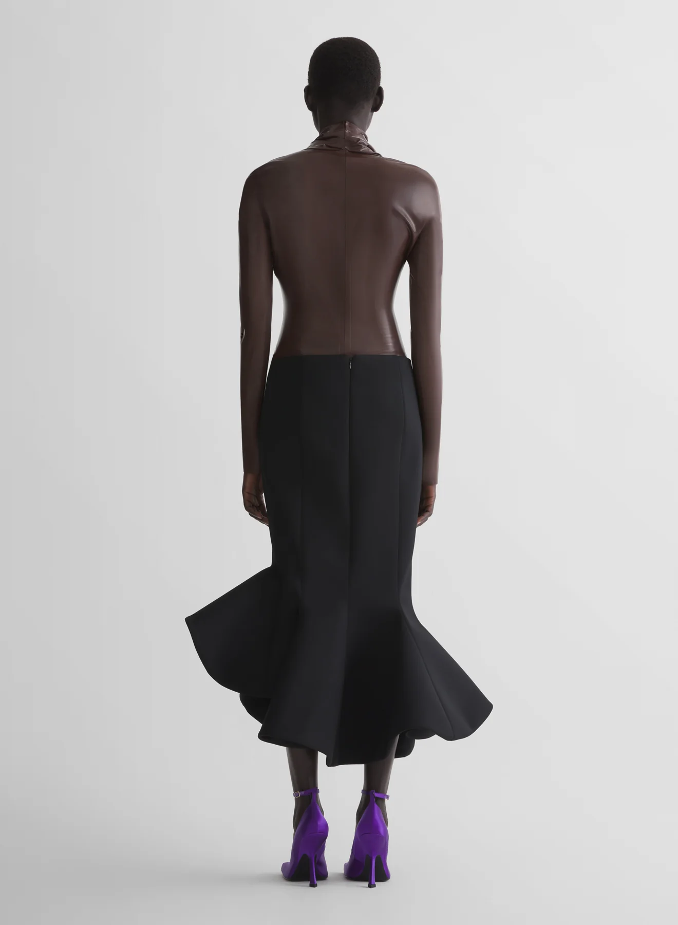 dark brown latex scarf bodysuit - Image 4