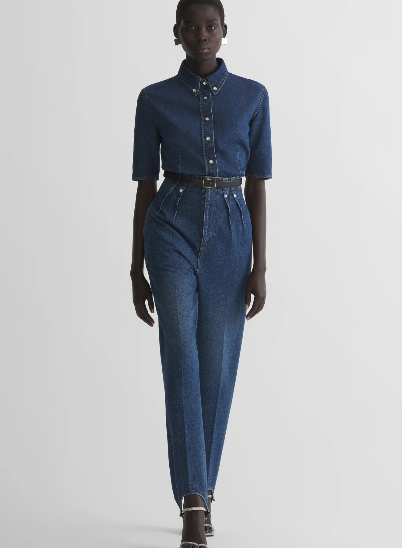 denim fitted short sleeve shirt - Image 3