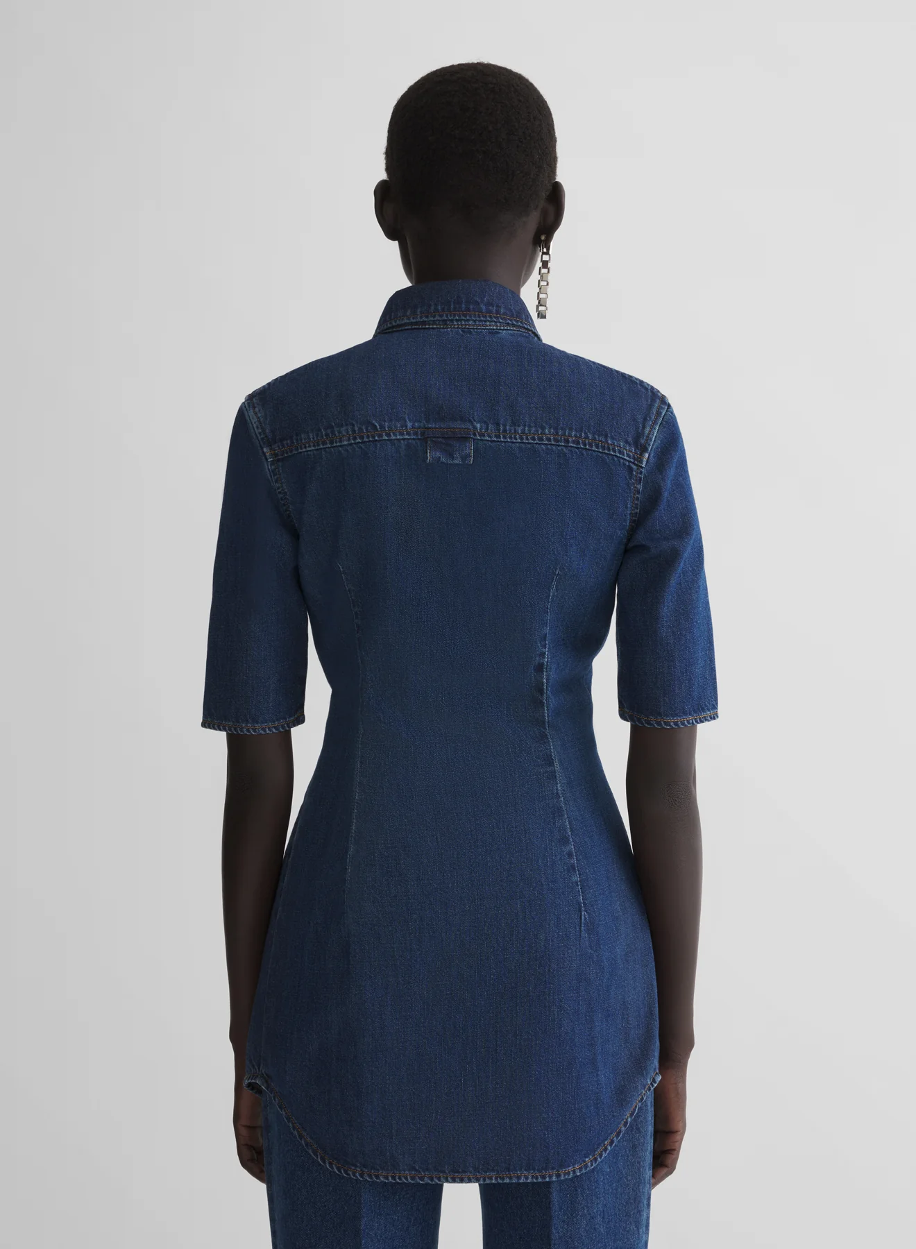 denim fitted short sleeve shirt - Image 6