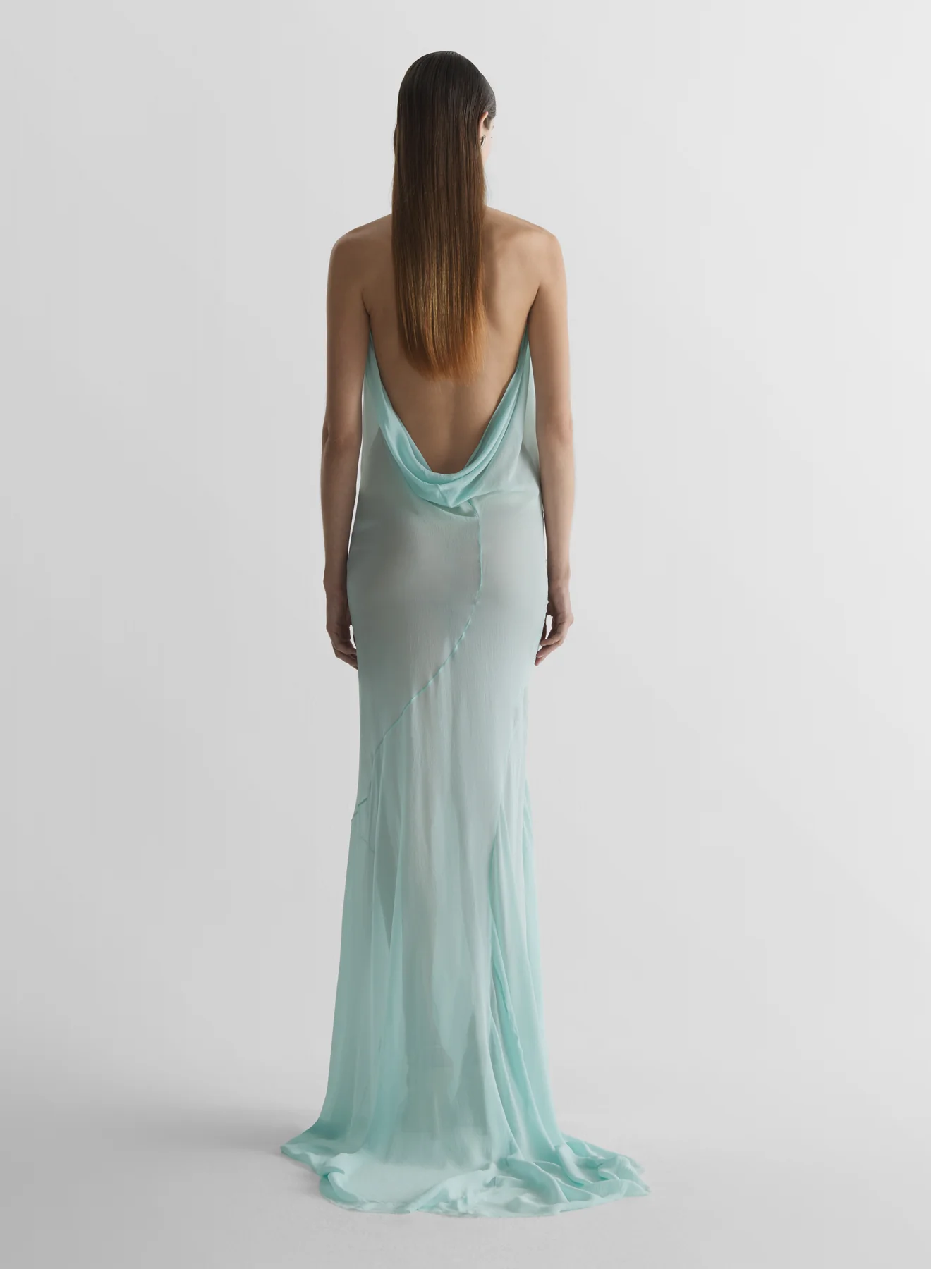 Blue Draped halter gown - Image 3