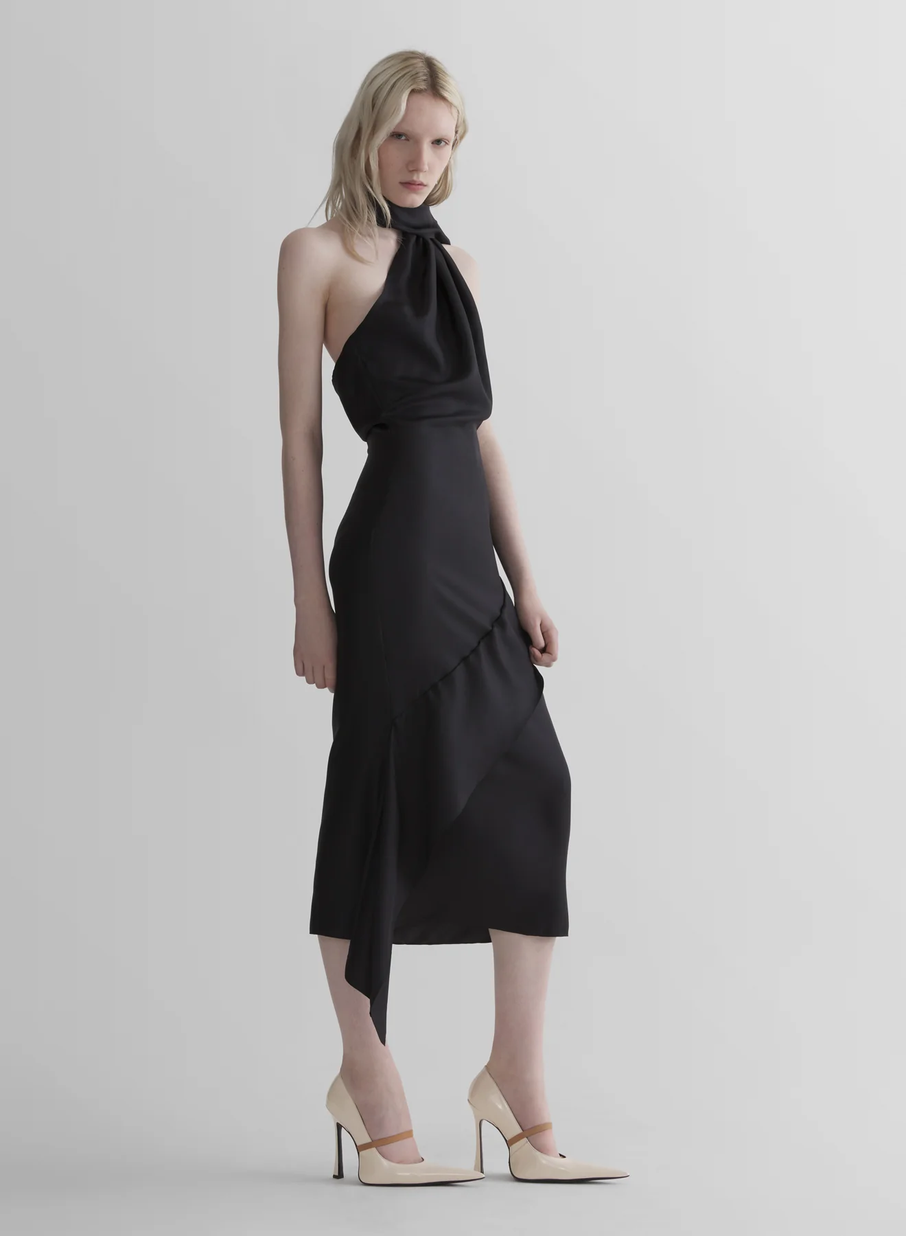 black fluid scarf dress - Image 2