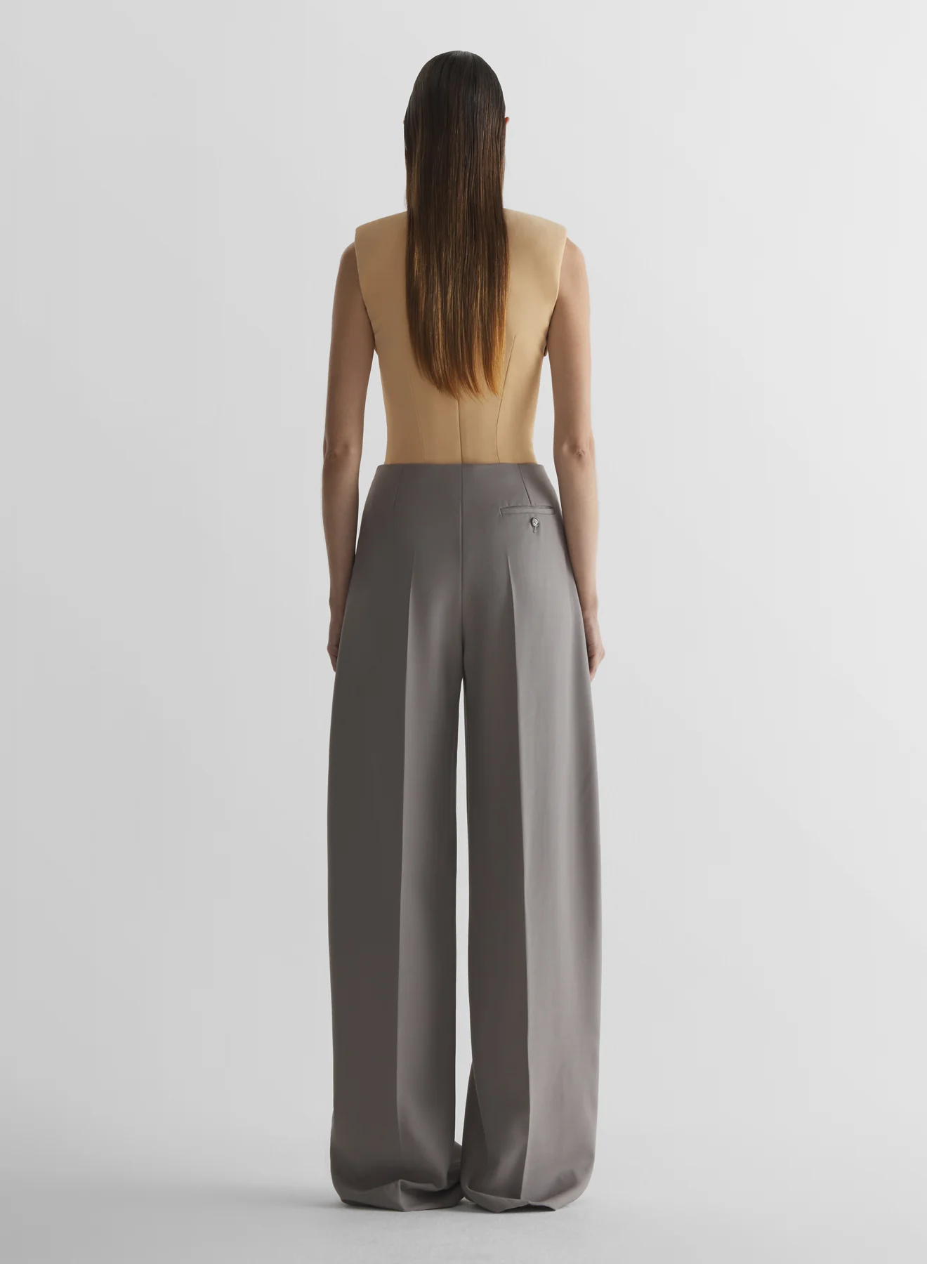 grey wide pleated trousers - Image 5