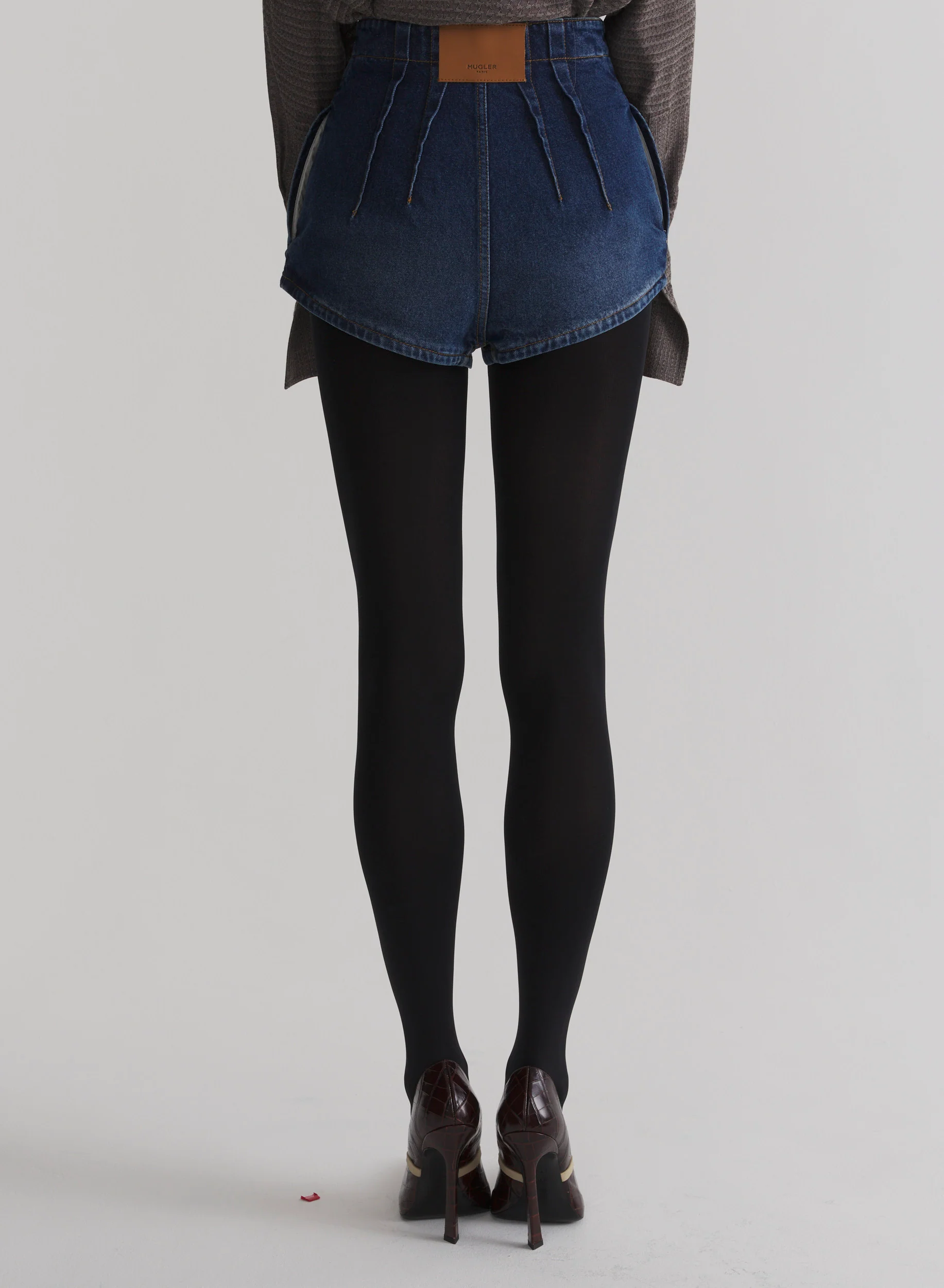 washed denim tailored shorts - Image 3