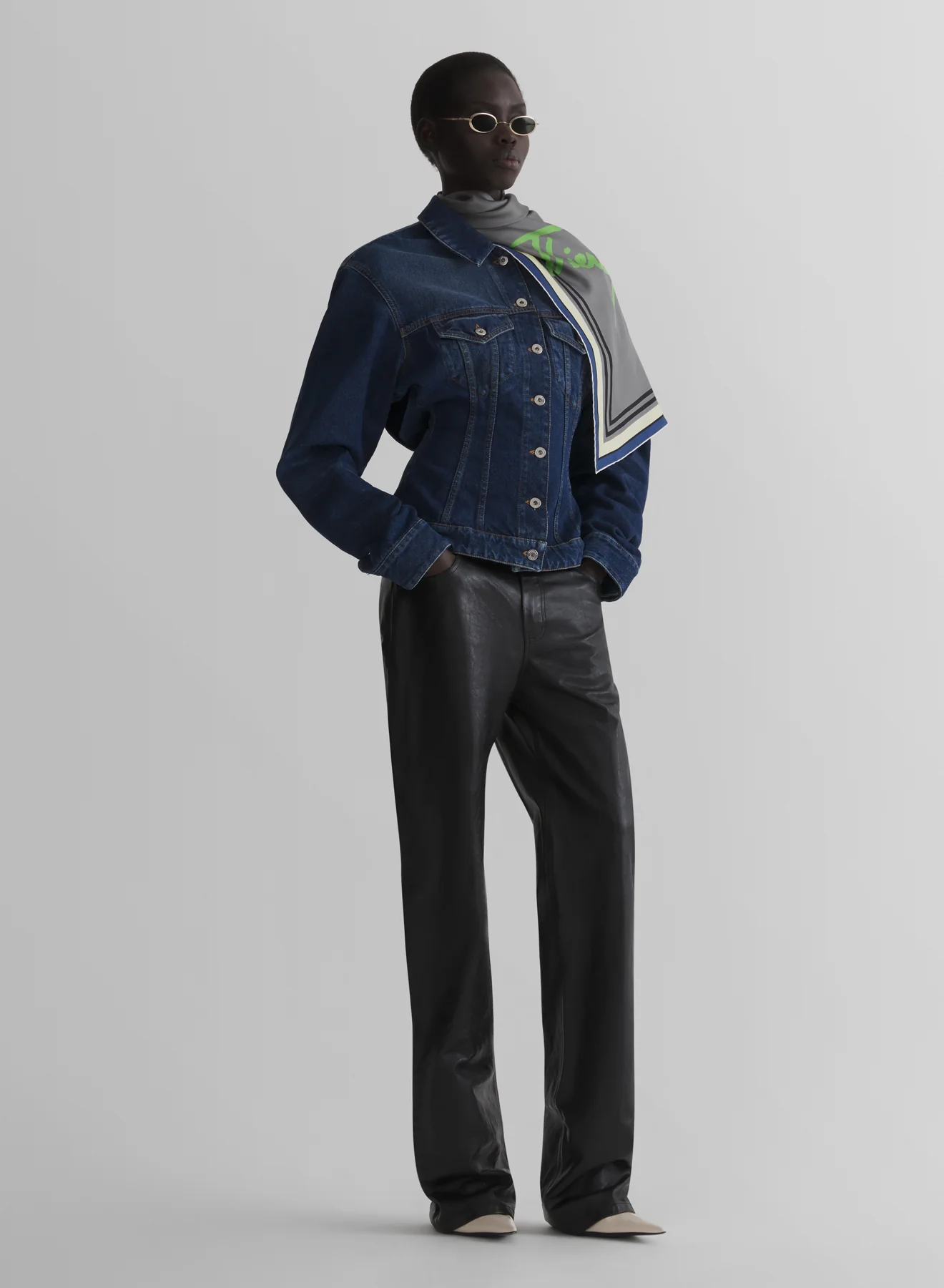 washed hourglass round denim jacket - Image 3