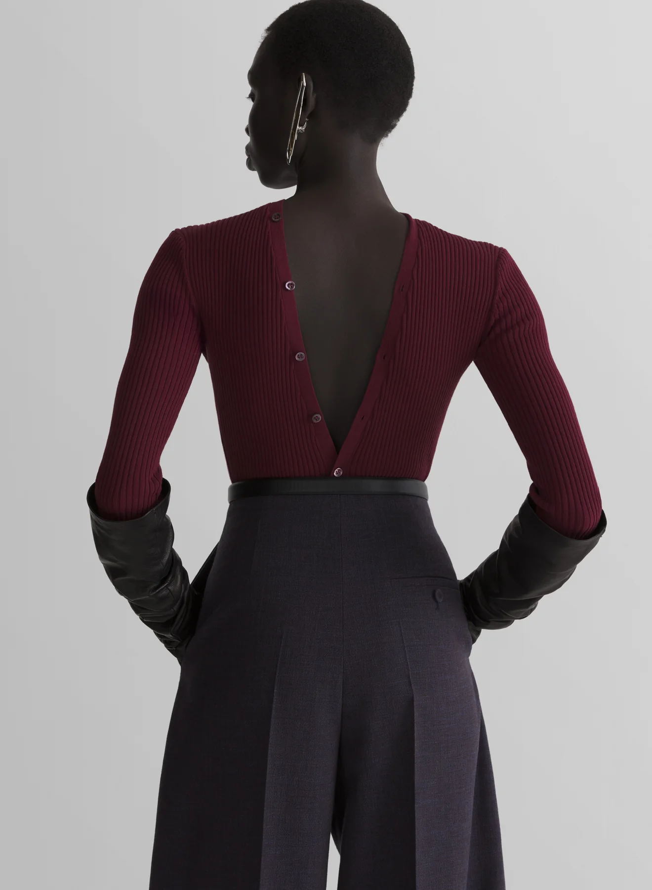 burgundy knit buttoned bodyshort - Image 5