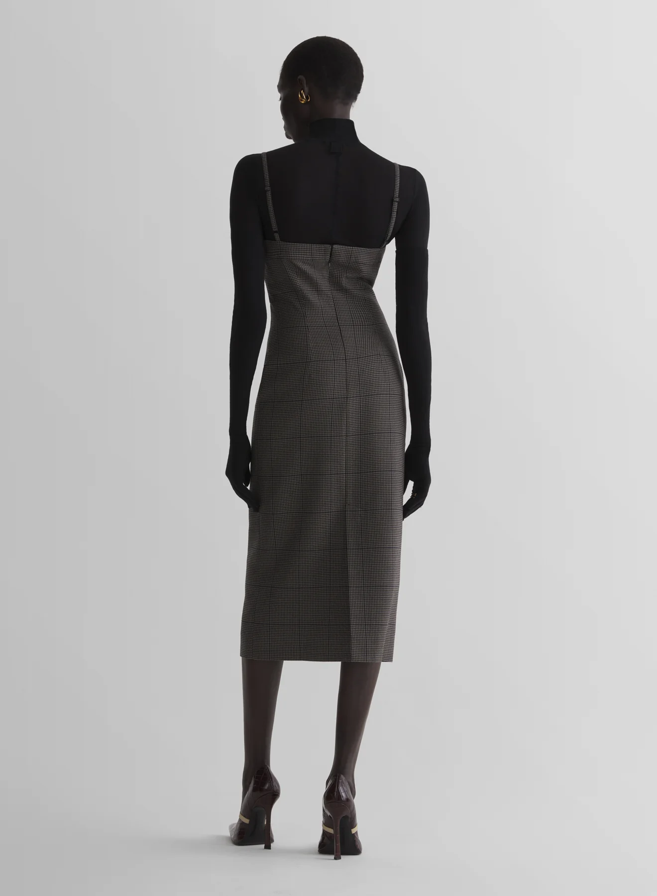 taupe check lingerie dress - Image 3