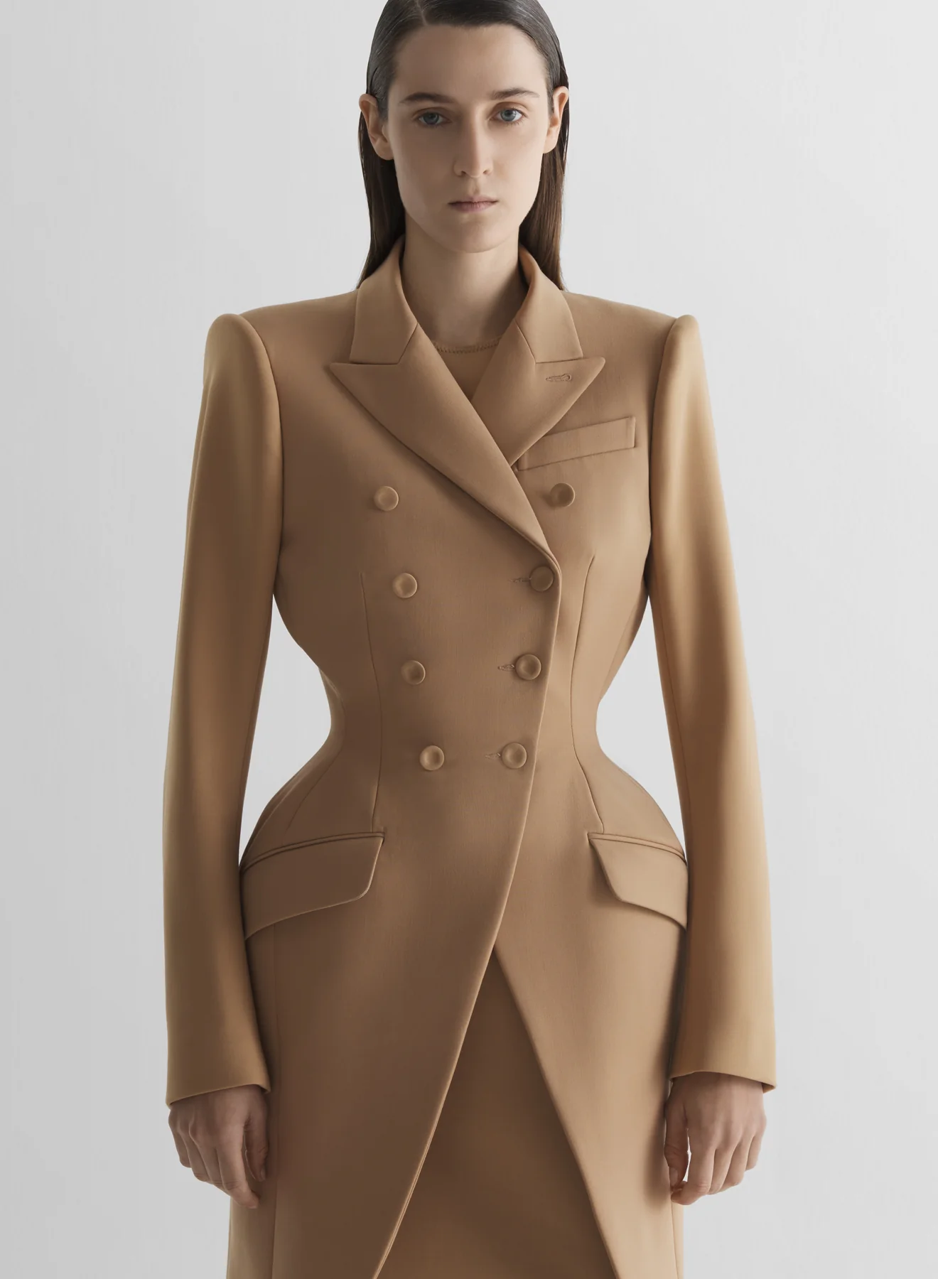 Beige Long hourglass jacket - Image 2