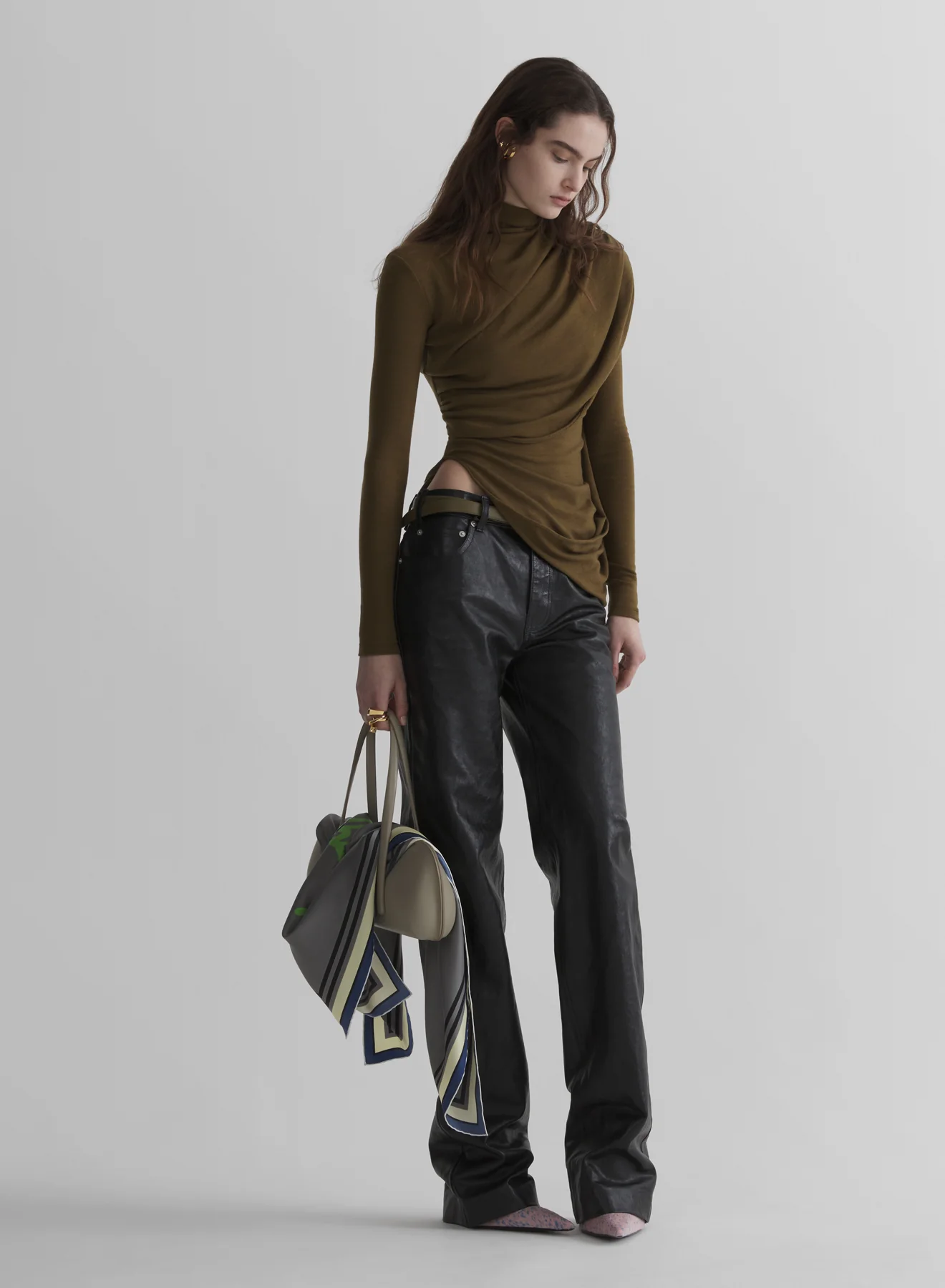 black low waist masculine leather pants - Image 3