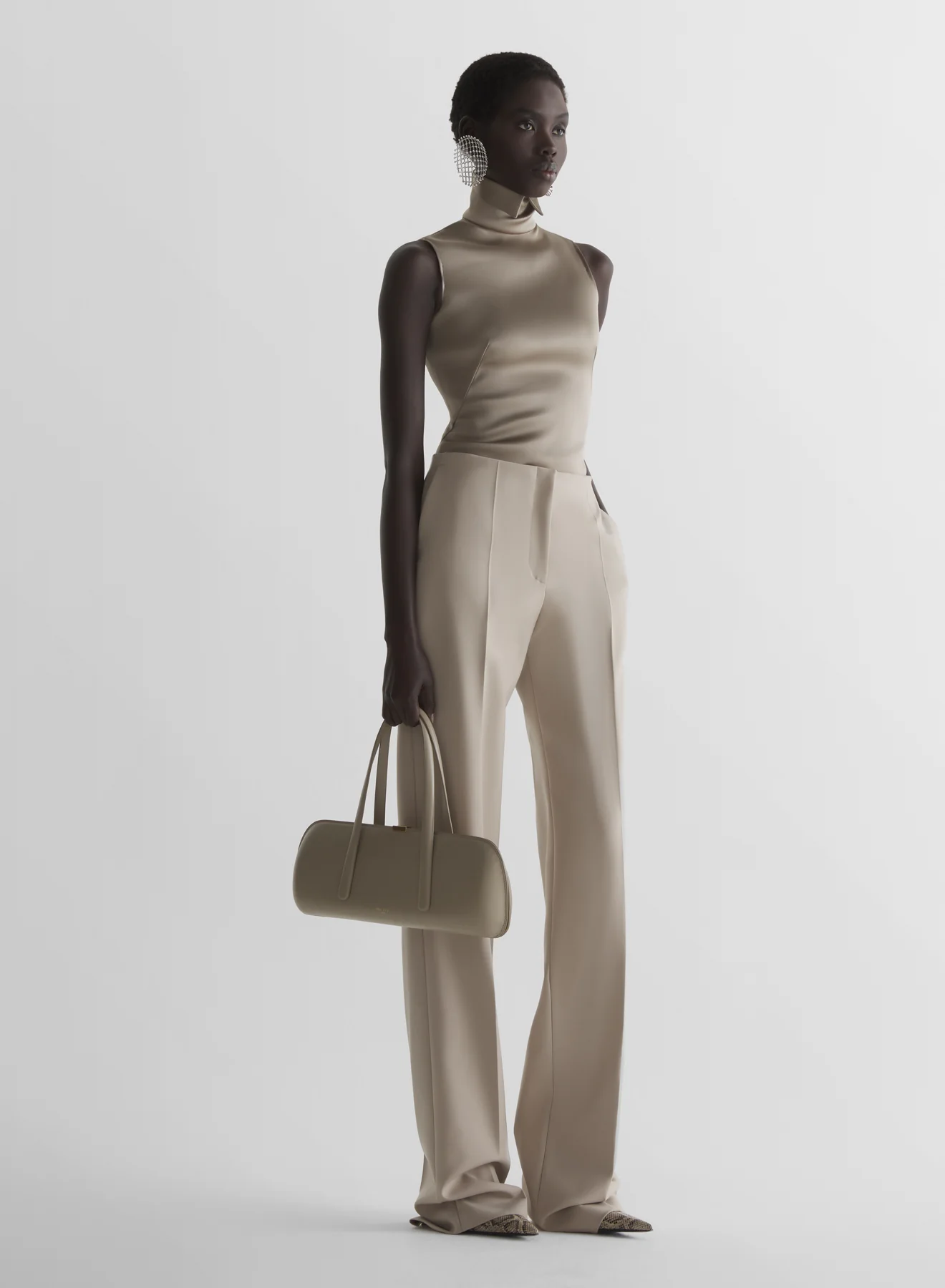 Taupe Low waist tailored trousers - Image 3