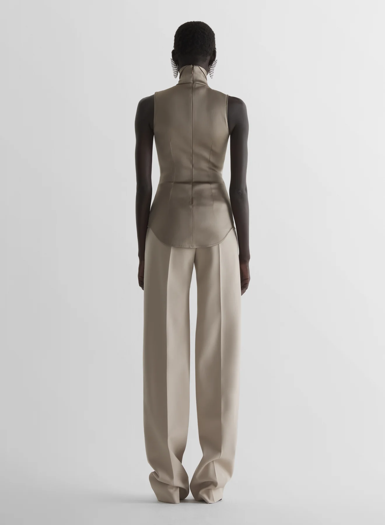 Taupe Low waist tailored trousers - Image 4