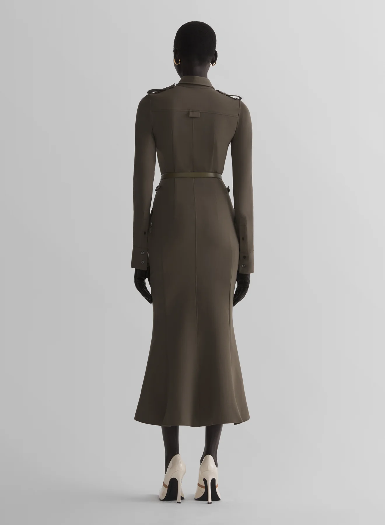 kaki military shirt dress - Image 3
