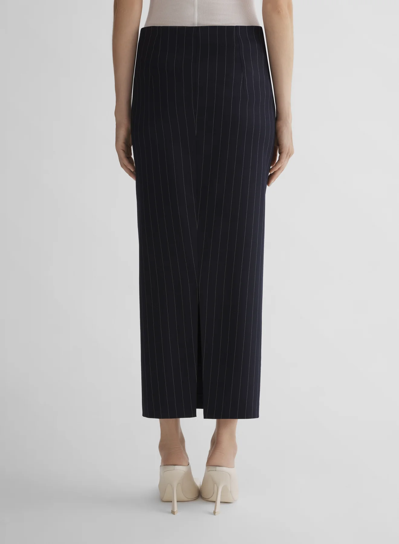 navy pinstripe stretch tube skirt - Image 3