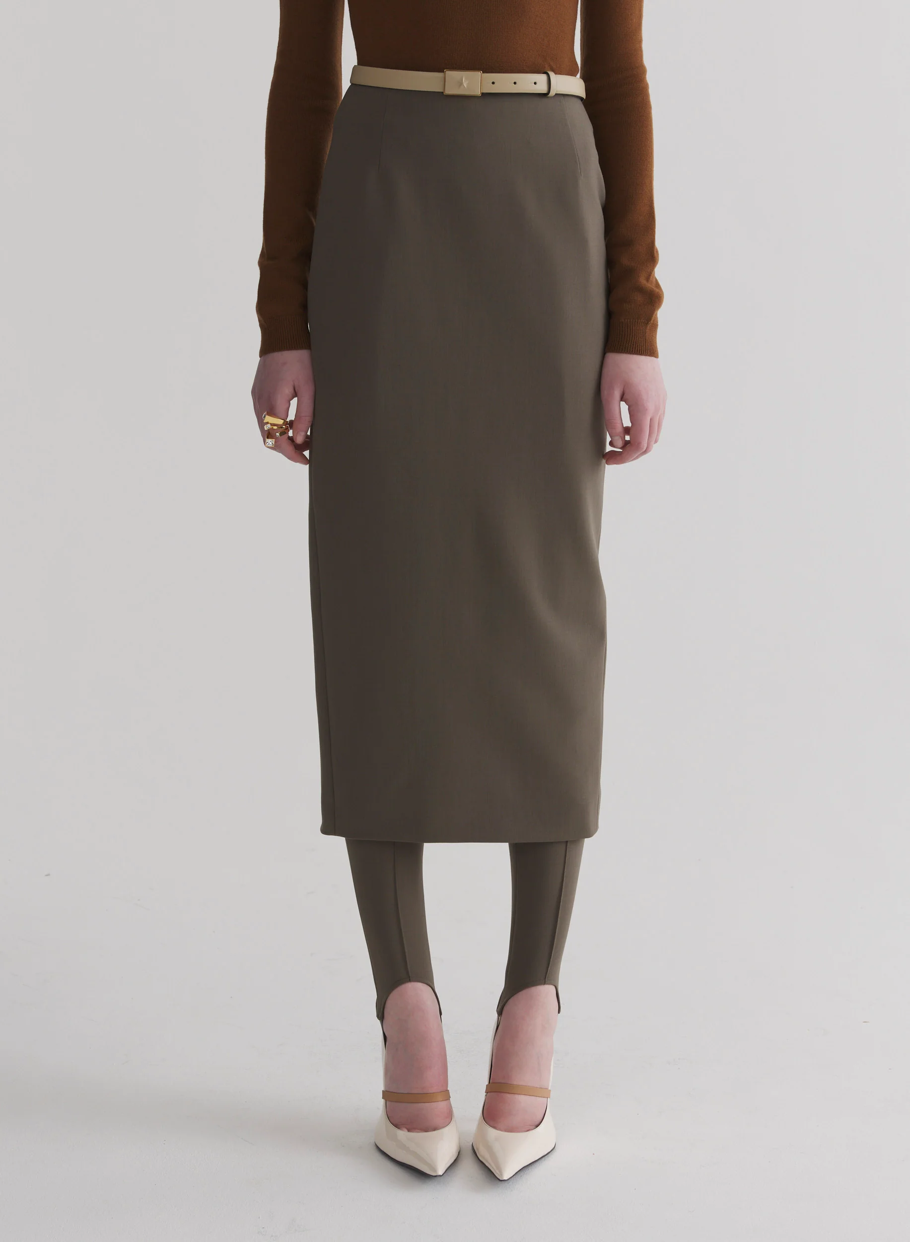 taupe pencil skirt - Image 2