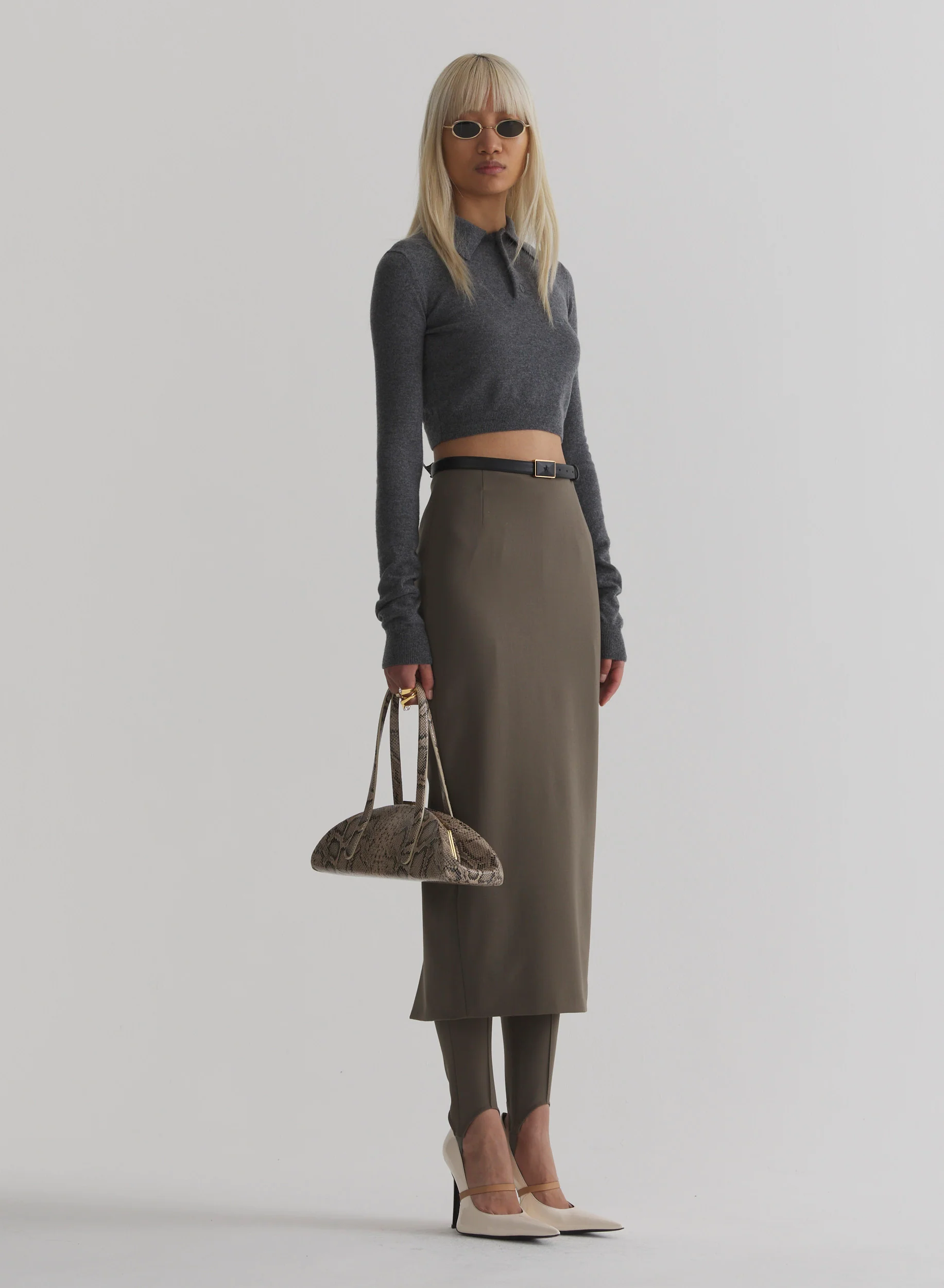 taupe pencil skirt - Image 3