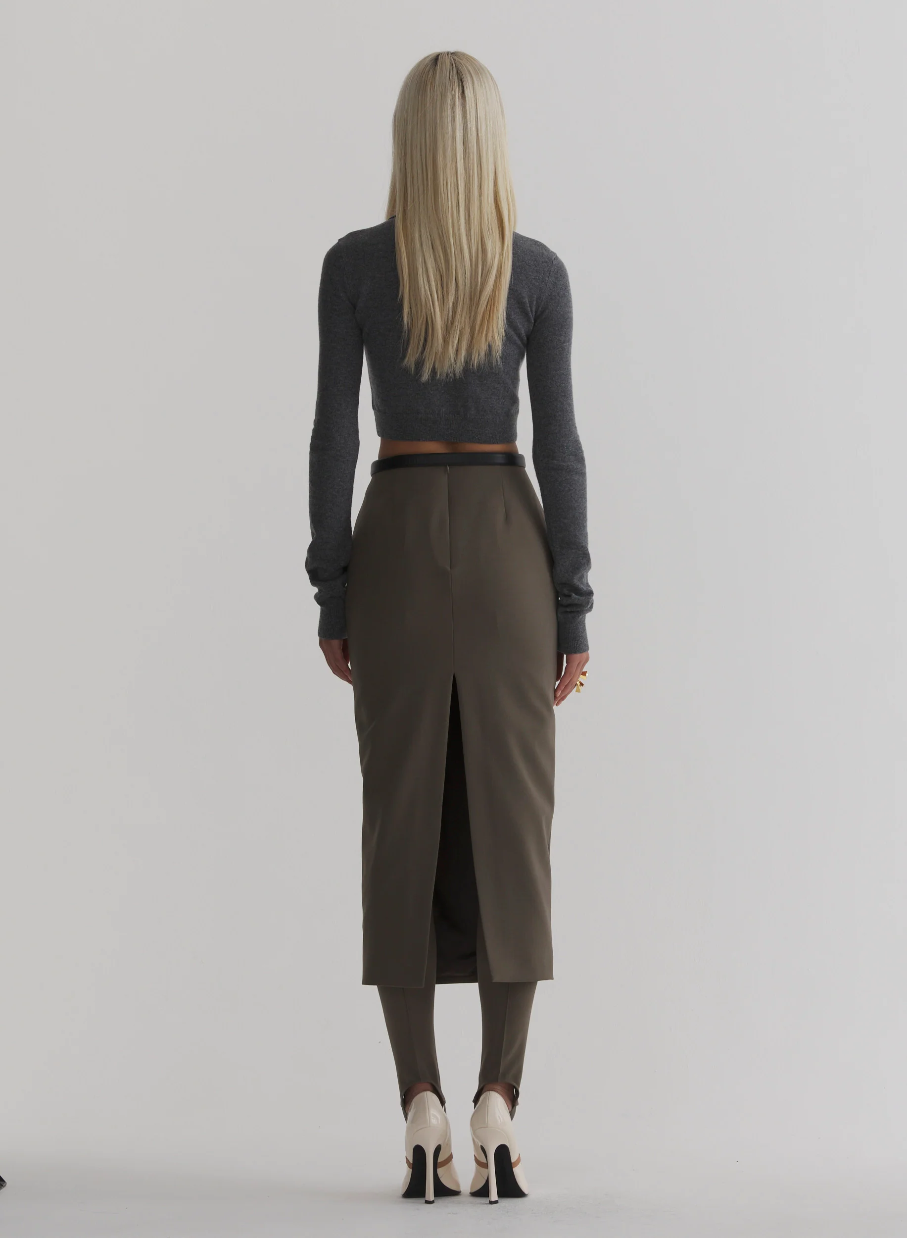 taupe pencil skirt - Image 4
