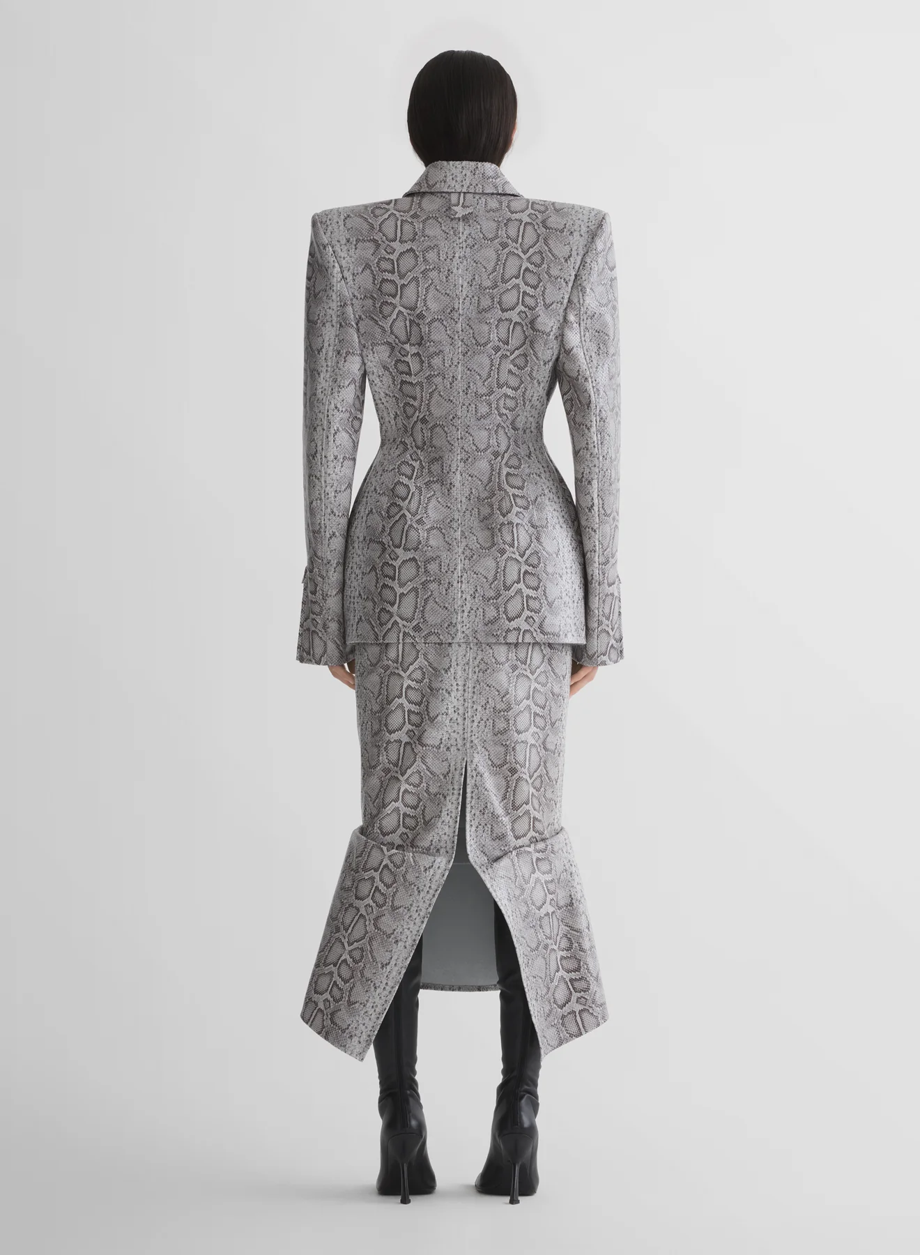 python-embossed leather oblique jacket - Image 5