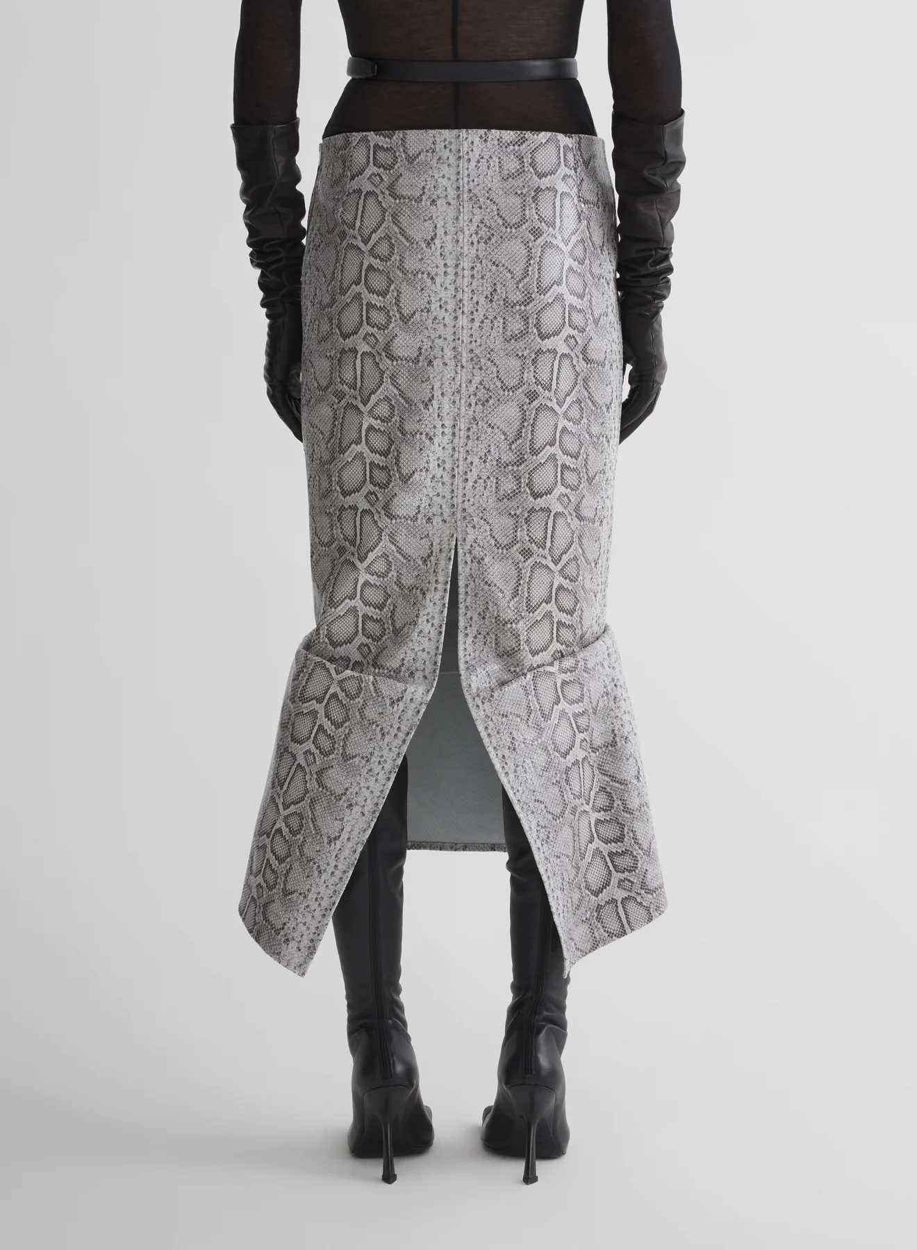 python-embossed leather slit mermaid skirt - Image 4