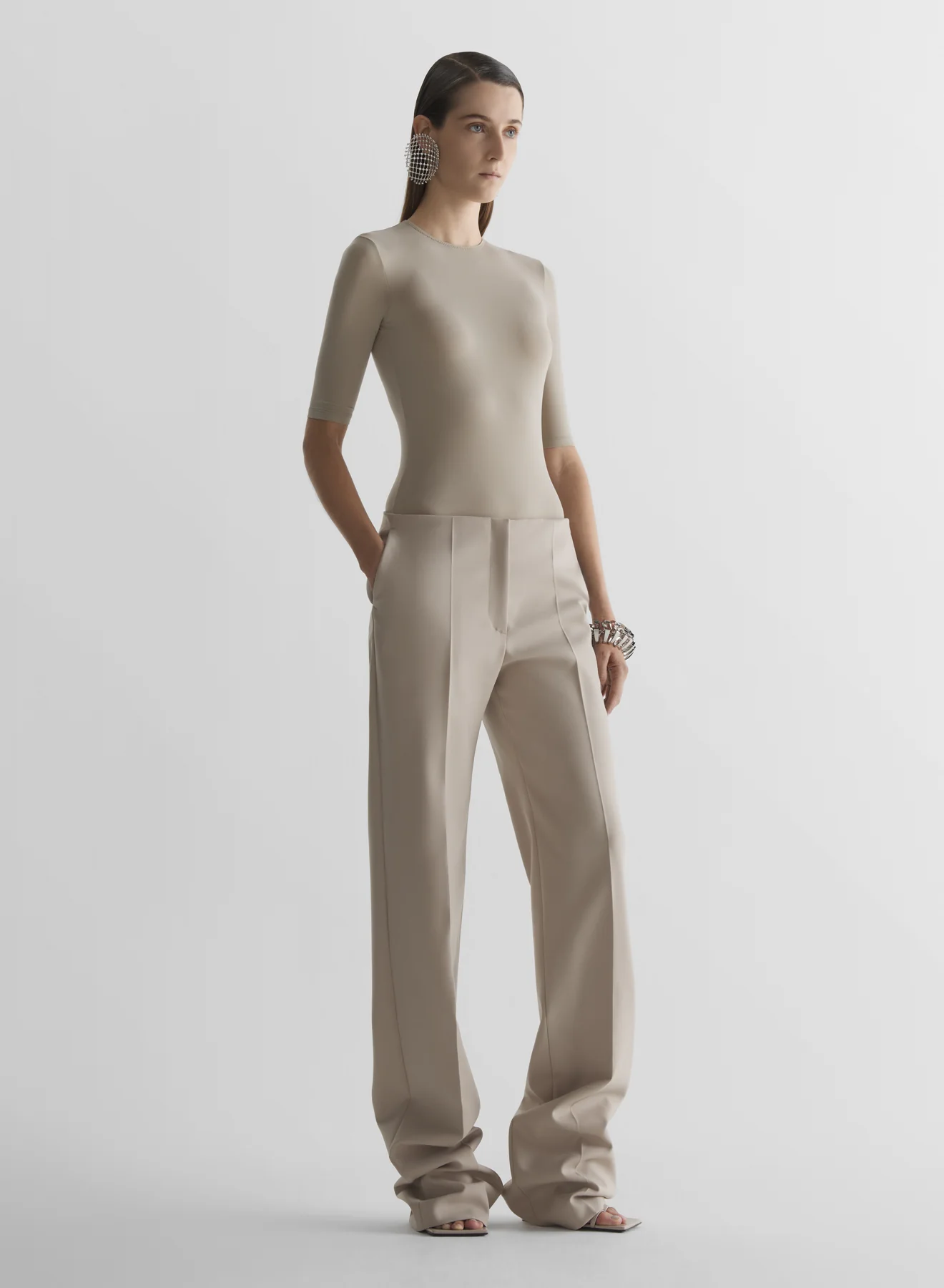 Taupe Second skin jersey top - Image 3