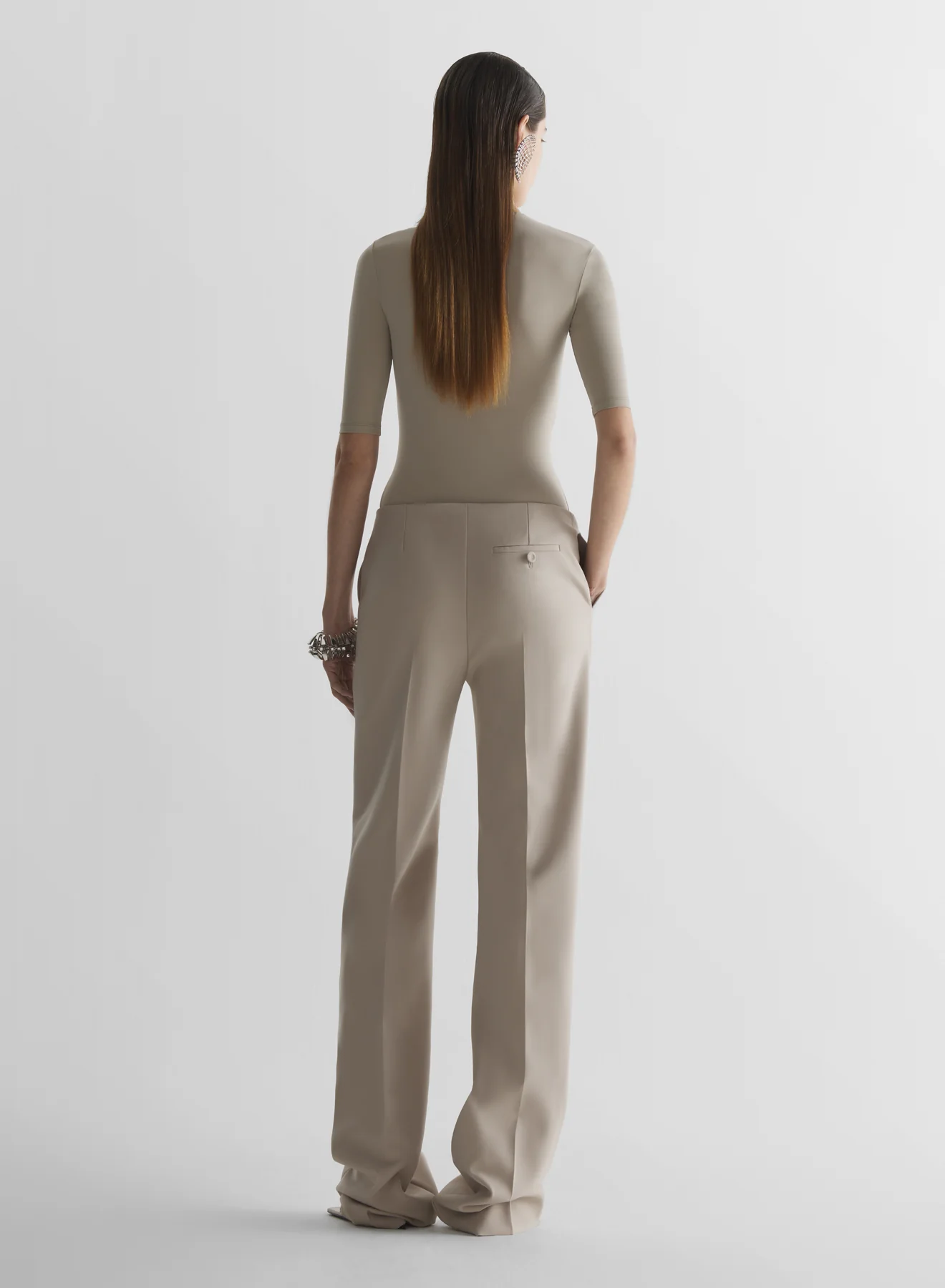 Taupe Second skin jersey top - Image 4