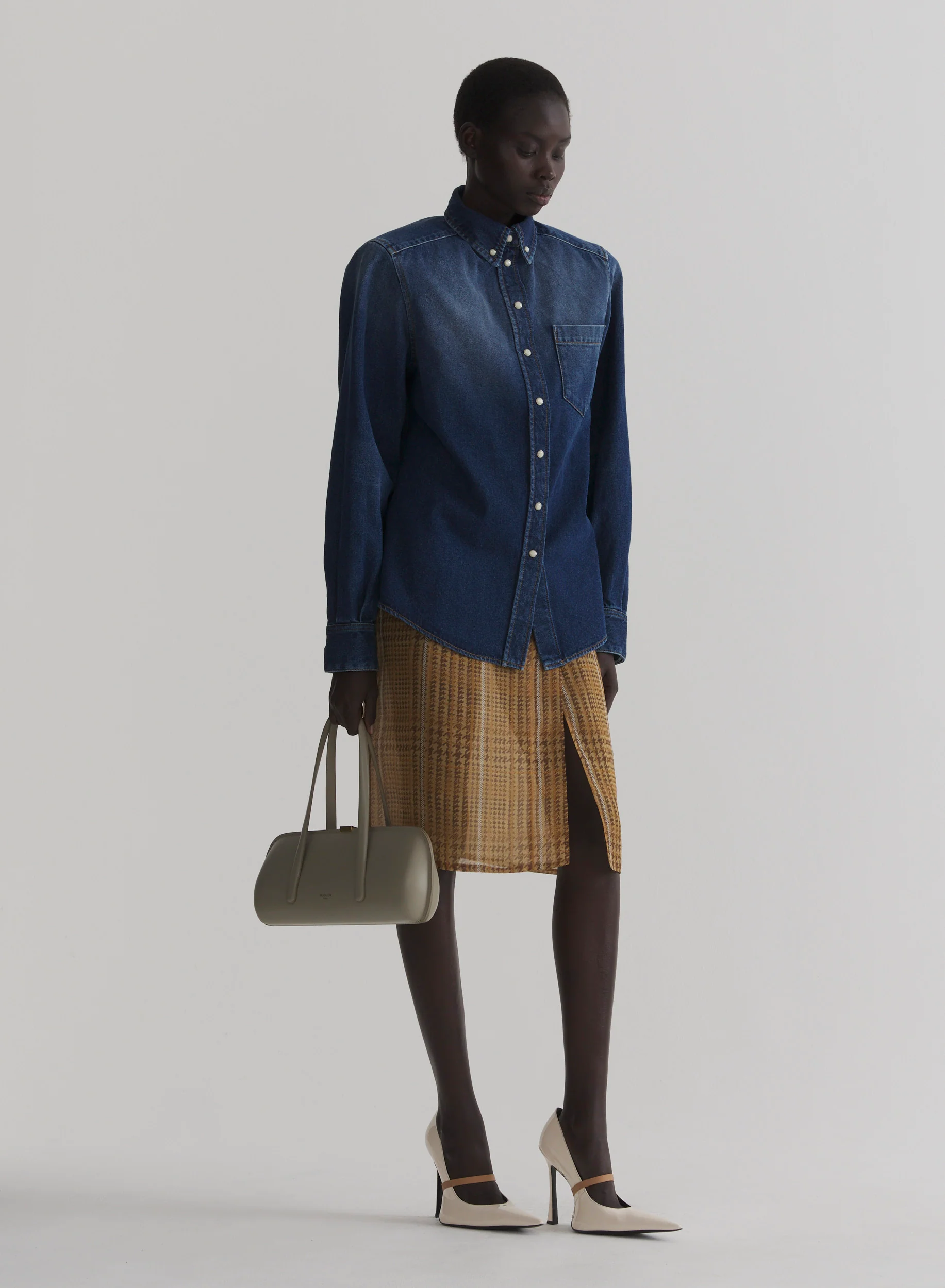 washed denim power shirt - Image 3