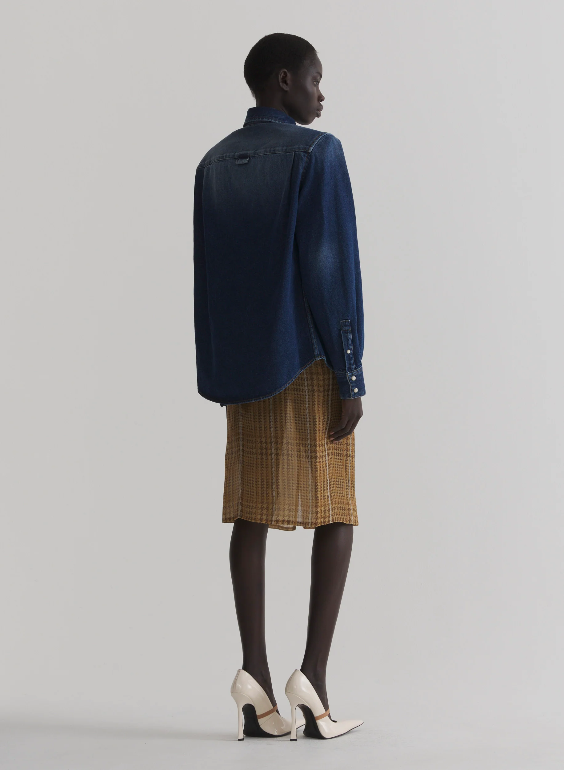 washed denim power shirt - Image 4