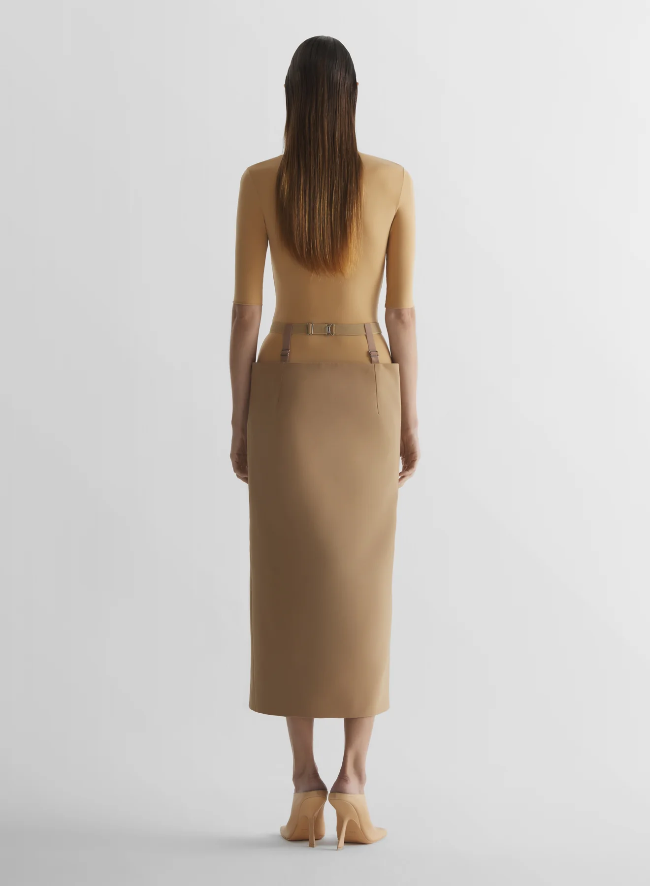 Beige Suspended pencil skirt - Image 4