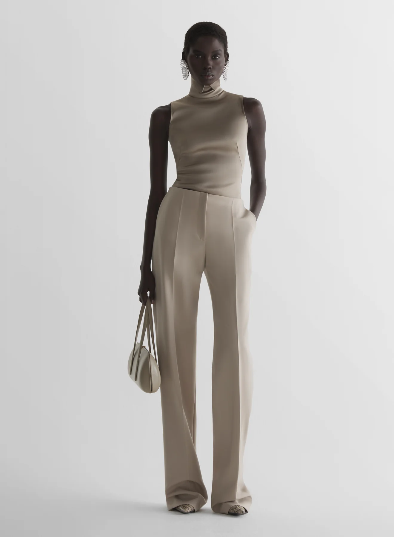 Taupe Tuxedo turtleneck top - Image 2
