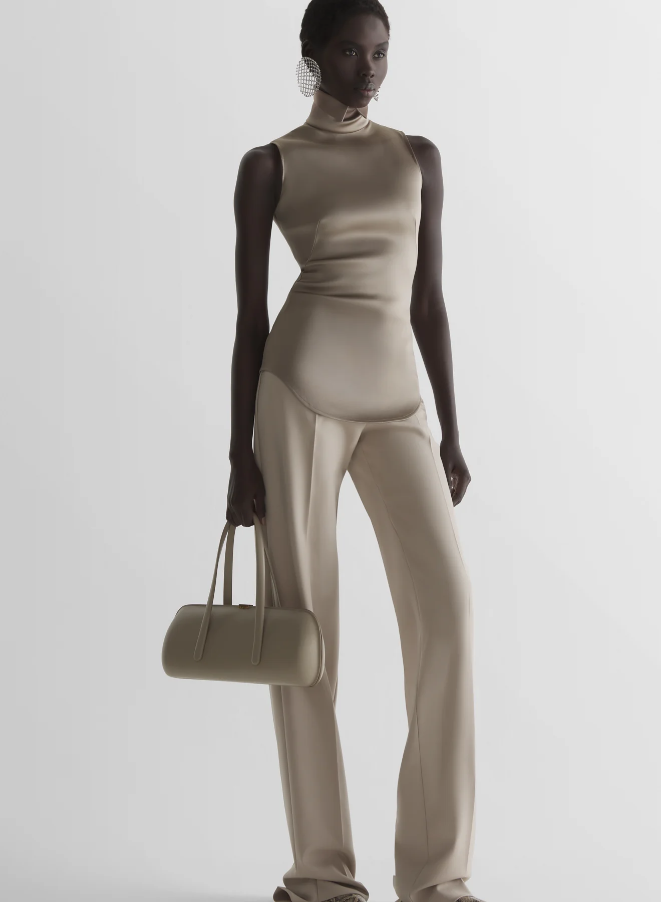 Taupe Tuxedo turtleneck top - Image 3
