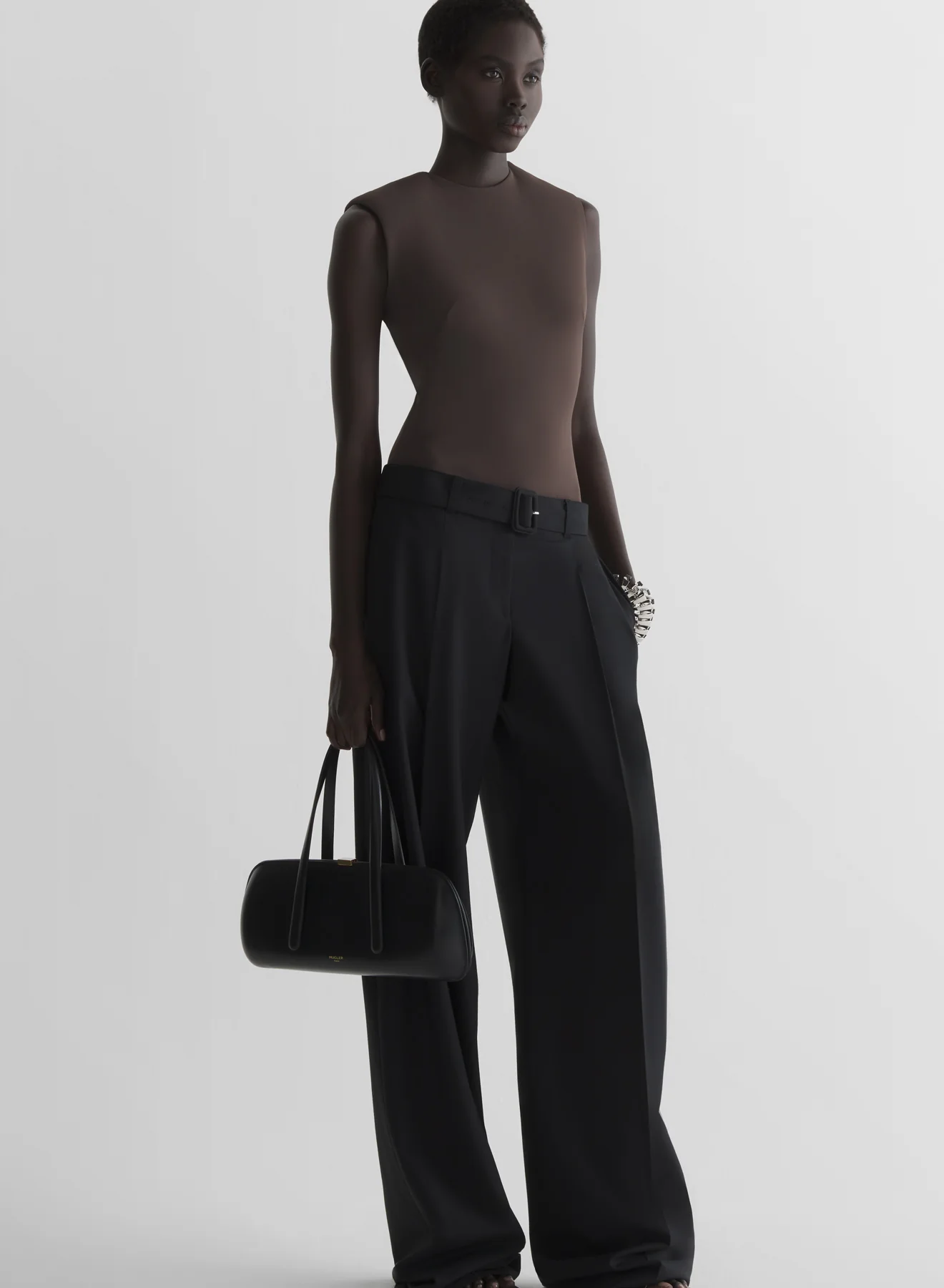 Black Wide belted trousers - Image 3